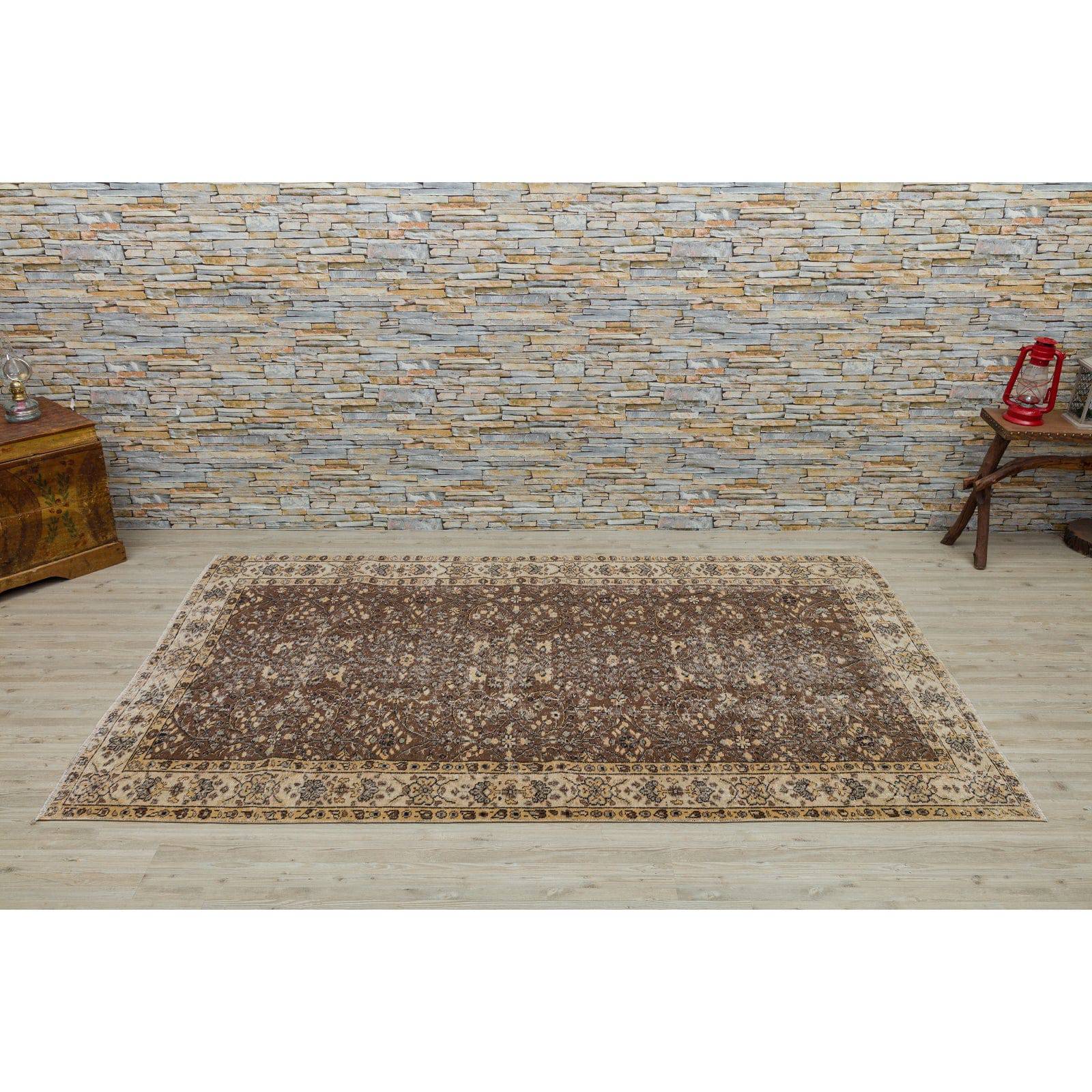 153X246 Cm Anatolian Hand Knotted Carpet Vintage Style 2550 -  Rugs - ebarza Furniture UAE | Shop Modern Furniture in Abu Dhabi & Dubai - مفروشات ايبازرا في الامارات | تسوق اثاث عصري وديكورات مميزة في دبي وابوظبي