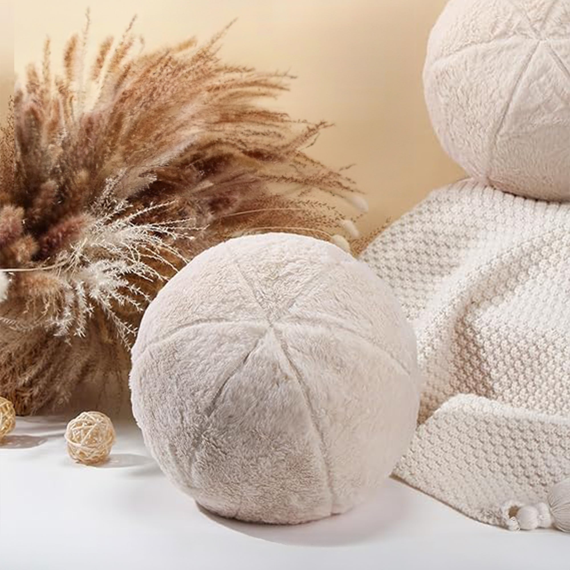 D=30*1 SKJG Acq Plush Ball Cushion (with filling) - ECC064 -  Cushions - ebarza Furniture UAE | Shop Modern Furniture in Abu Dhabi & Dubai - مفروشات ايبازرا في الامارات | تسوق اثاث عصري وديكورات مميزة في دبي وابوظبي