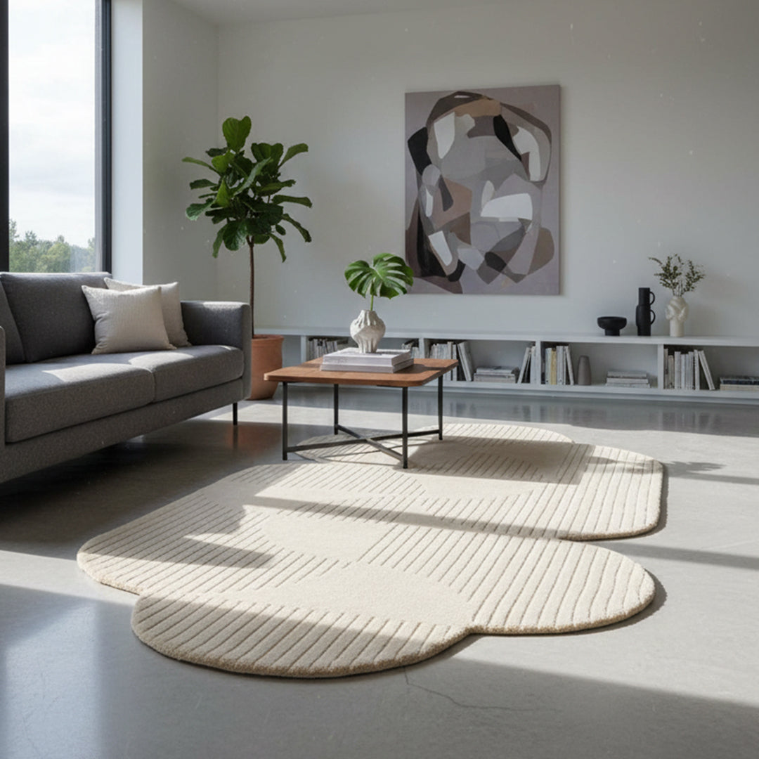 180X120 Cm KALEIDOSCOPE WOOL Beige COLOR RUG JH-22745 -  Rugs - ebarza Furniture UAE | Shop Modern Furniture in Abu Dhabi & Dubai - مفروشات ايبازرا في الامارات | تسوق اثاث عصري وديكورات مميزة في دبي وابوظبي