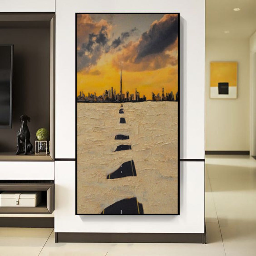Burj Khalifa Hand Painted Art Painting With Frame 160 X 80 Cm SOASAMPLE001 -  Paintings - ebarza Furniture UAE | Shop Modern Furniture in Abu Dhabi & Dubai - مفروشات ايبازرا في الامارات | تسوق اثاث عصري وديكورات مميزة في دبي وابوظبي