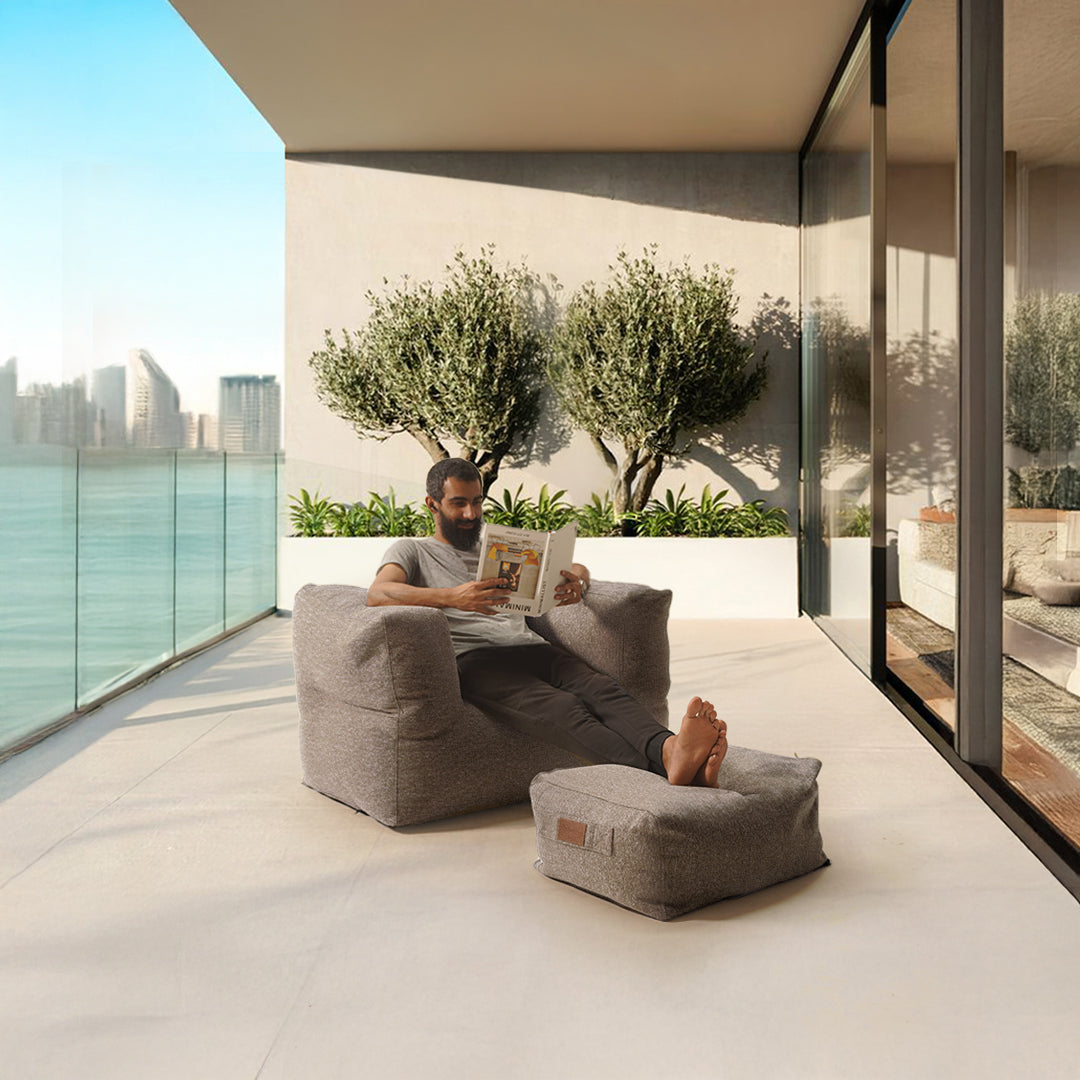 Olefin Brown Sunproof 100% Bean Bag With Ottoman 309-BB / 342-BB -  Bean Bag - ebarza Furniture UAE | Shop Modern Furniture in Abu Dhabi & Dubai - مفروشات ايبازرا في الامارات | تسوق اثاث عصري وديكورات مميزة في دبي وابوظبي