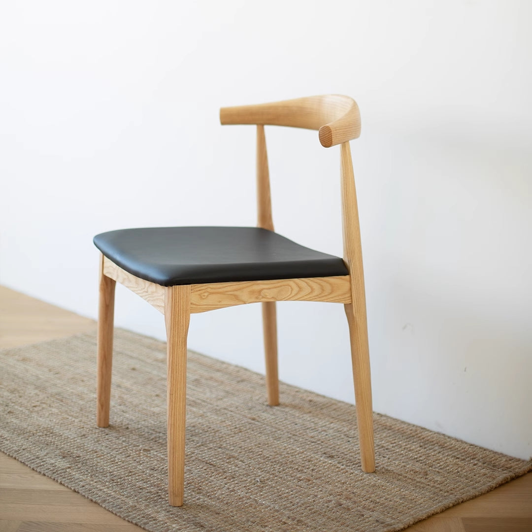 Dining Chair Solid Ash Wood And Genuine Leather Ws-021-N -  Chairs - ebarza Furniture UAE | Shop Modern Furniture in Abu Dhabi & Dubai - مفروشات ايبازرا في الامارات | تسوق اثاث عصري وديكورات مميزة في دبي وابوظبي