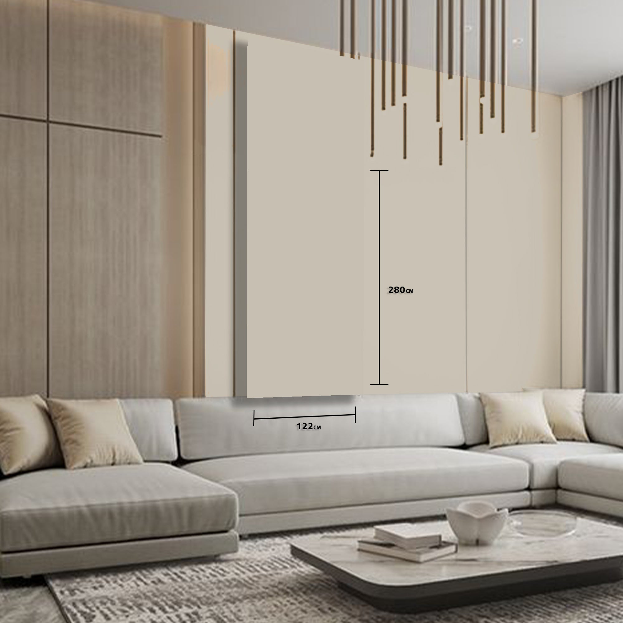 POWDER COATING MDF - DOUBLE-SIDED  BEVEL 45° (122x280x1.8cm,E0, 830 kg/m3,PROTECTIVE FILM) JD00021 (Breeze Beige) WQ -  Wall Panels - ebarza Furniture UAE | Shop Modern Furniture in Abu Dhabi & Dubai - مفروشات ايبازرا في الامارات | تسوق اثاث عصري وديكورات مميزة في دبي وابوظبي