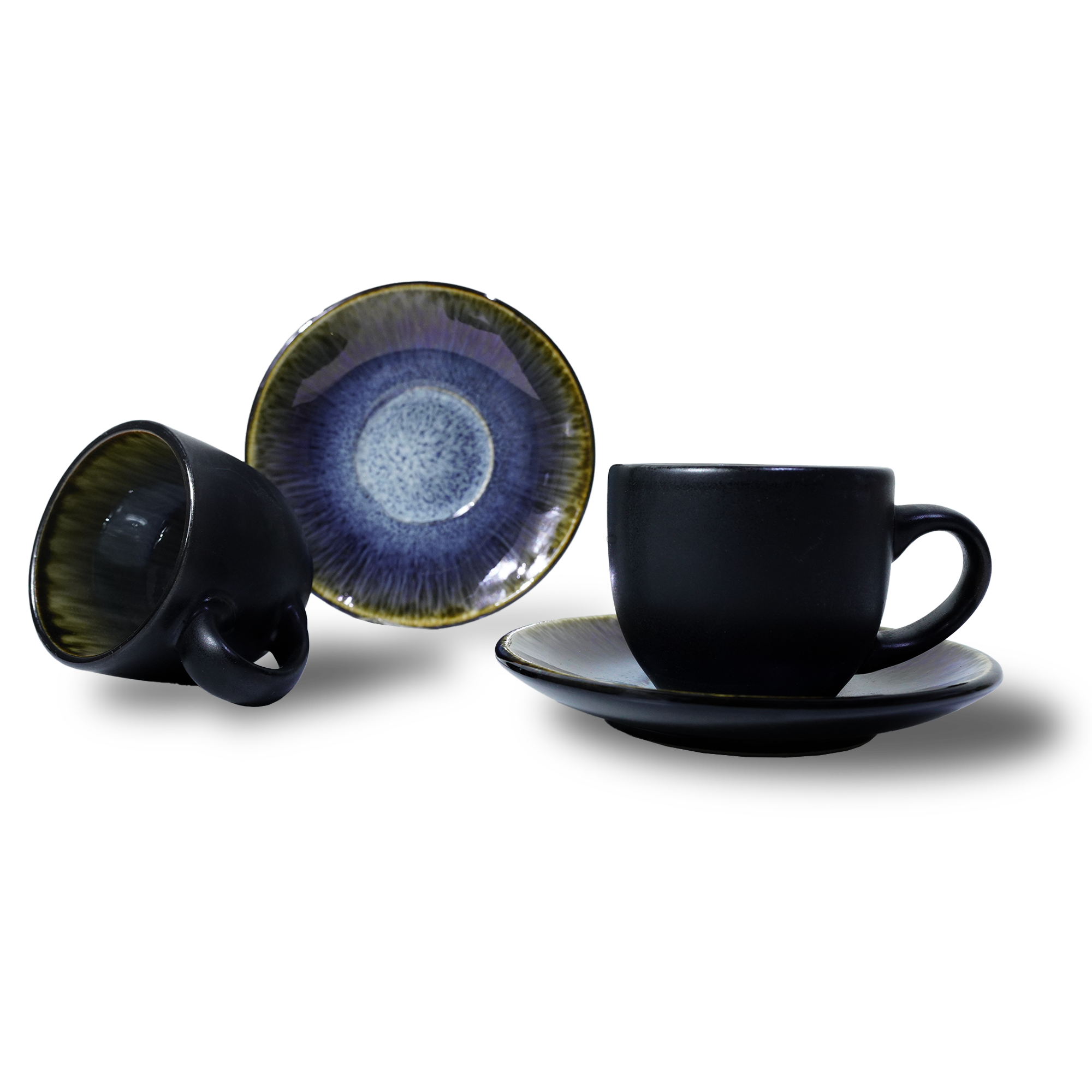 Blue wave Cups/Saucer Black and Blue HZ4333/32 -  cups - ebarza Furniture UAE | Shop Modern Furniture in Abu Dhabi & Dubai - مفروشات ايبازرا في الامارات | تسوق اثاث عصري وديكورات مميزة في دبي وابوظبي