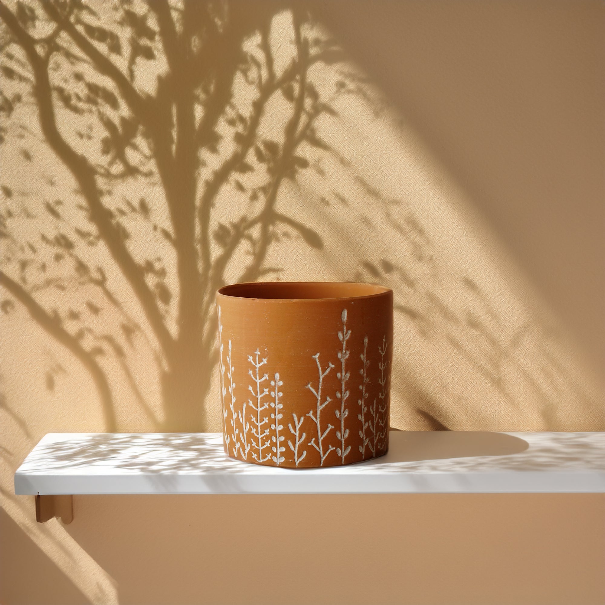 Leafy Branch Outdoor/Indoor Planter Box TERRACOTTA 8064B-162TE -  Planter Boxes - ebarza Furniture UAE | Shop Modern Furniture in Abu Dhabi & Dubai - مفروشات ايبازرا في الامارات | تسوق اثاث عصري وديكورات مميزة في دبي وابوظبي