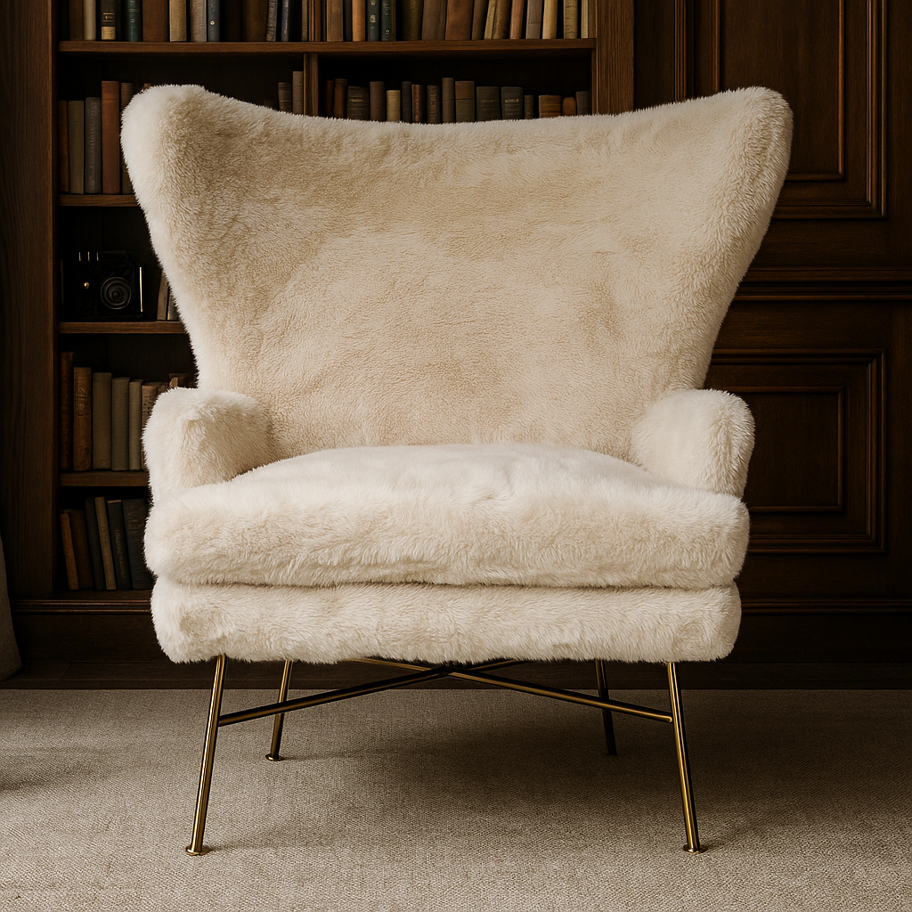 Wing Back Lounge Chair - Tan 19072E -  Lounge Chairs - ebarza Furniture UAE | Shop Modern Furniture in Abu Dhabi & Dubai - مفروشات ايبازرا في الامارات | تسوق اثاث عصري وديكورات مميزة في دبي وابوظبي