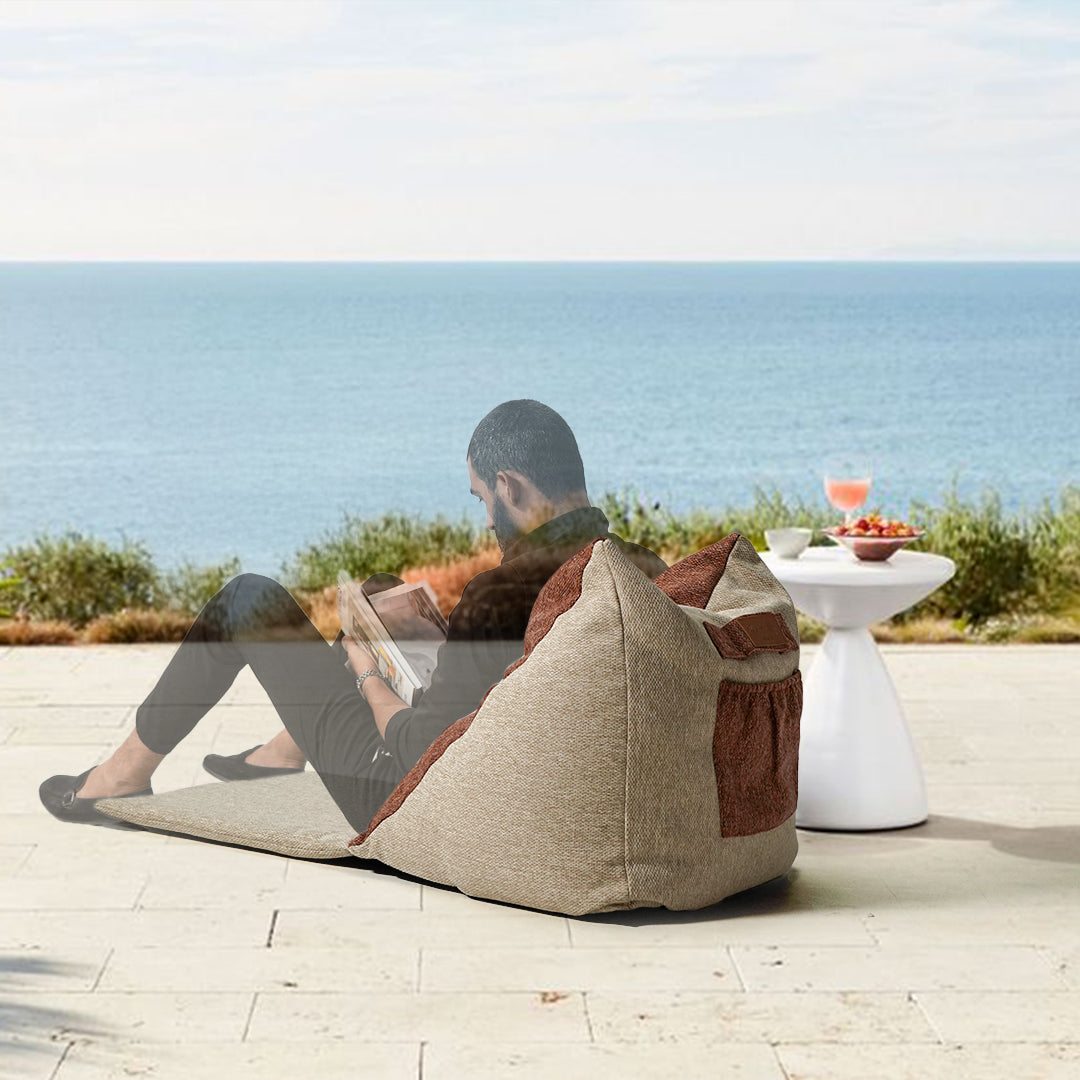 Lazy Orange/Beige Sunproof Bean Bag - 375-BB -  Bean Bag - ebarza Furniture UAE | Shop Modern Furniture in Abu Dhabi & Dubai - مفروشات ايبازرا في الامارات | تسوق اثاث عصري وديكورات مميزة في دبي وابوظبي
