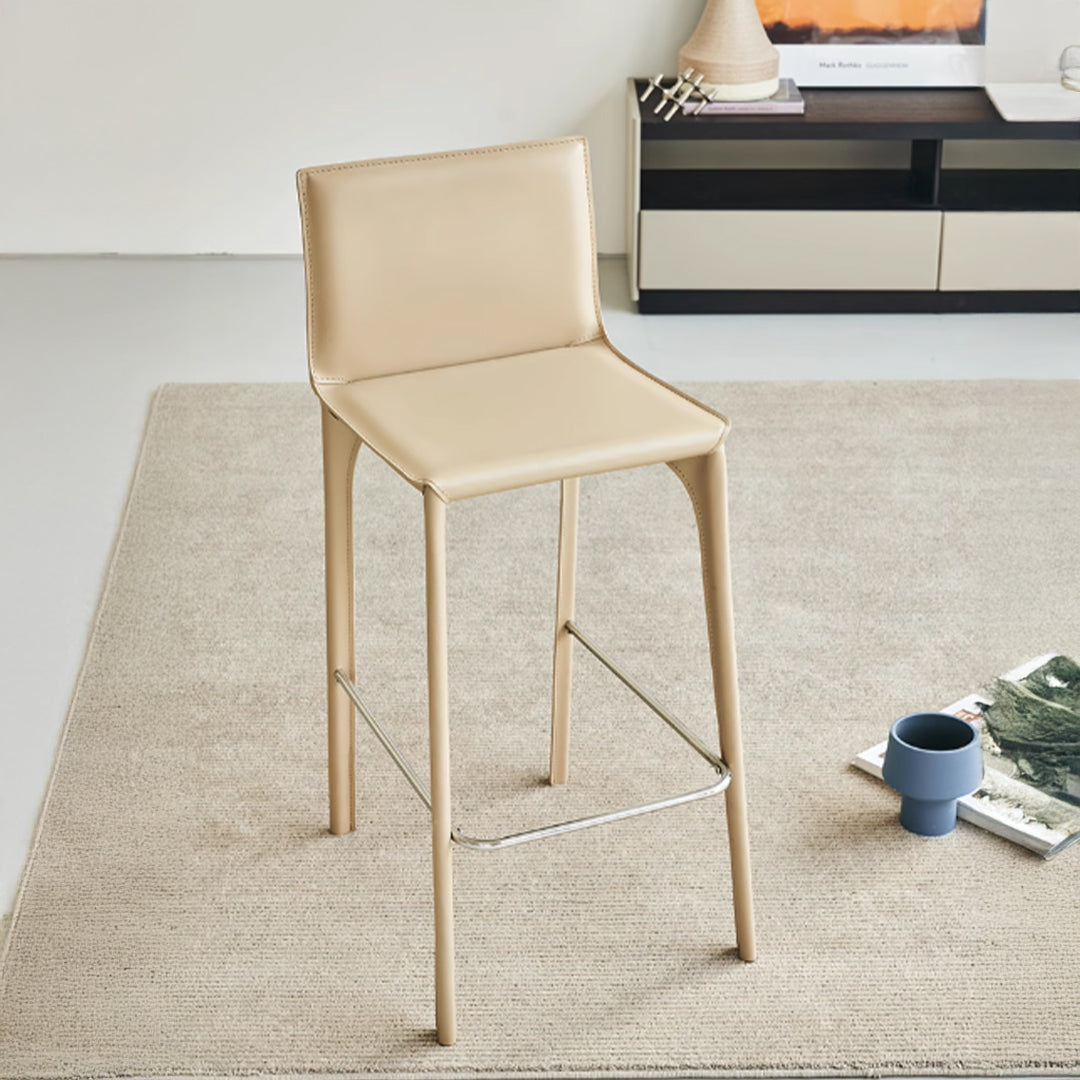 Mycroft Saddle Leather Bar Stool MLL-B43-khaki -  Bar Stools - ebarza Furniture UAE | Shop Modern Furniture in Abu Dhabi & Dubai - مفروشات ايبازرا في الامارات | تسوق اثاث عصري وديكورات مميزة في دبي وابوظبي