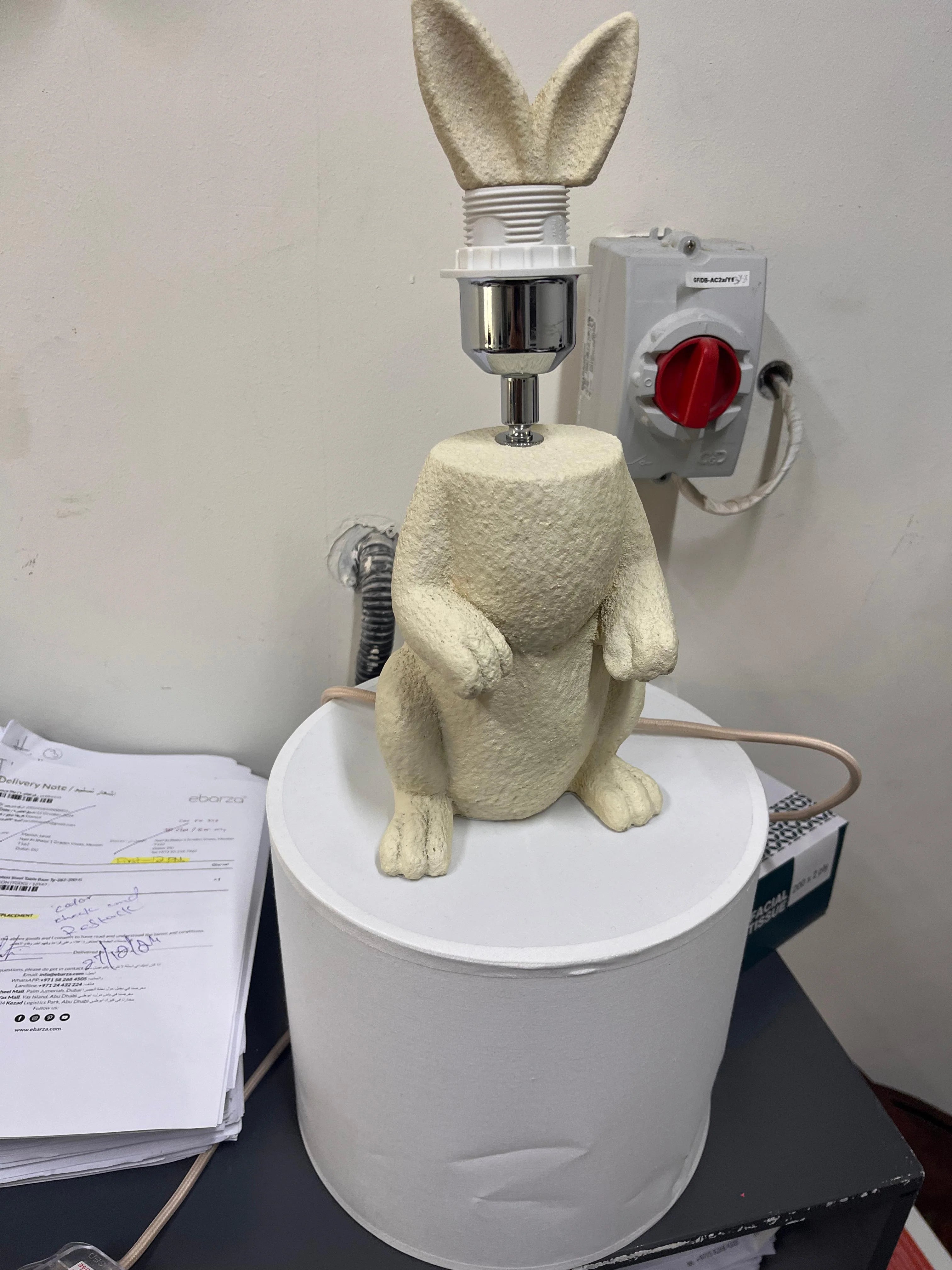 As Is - Beige Rabbit Shaped Table lamp  HTD-IW1433-195 -  DISPLAY ITEM - ebarza Furniture UAE | Shop Modern Furniture in Abu Dhabi & Dubai - مفروشات ايبازرا في الامارات | تسوق اثاث عصري وديكورات مميزة في دبي وابوظبي