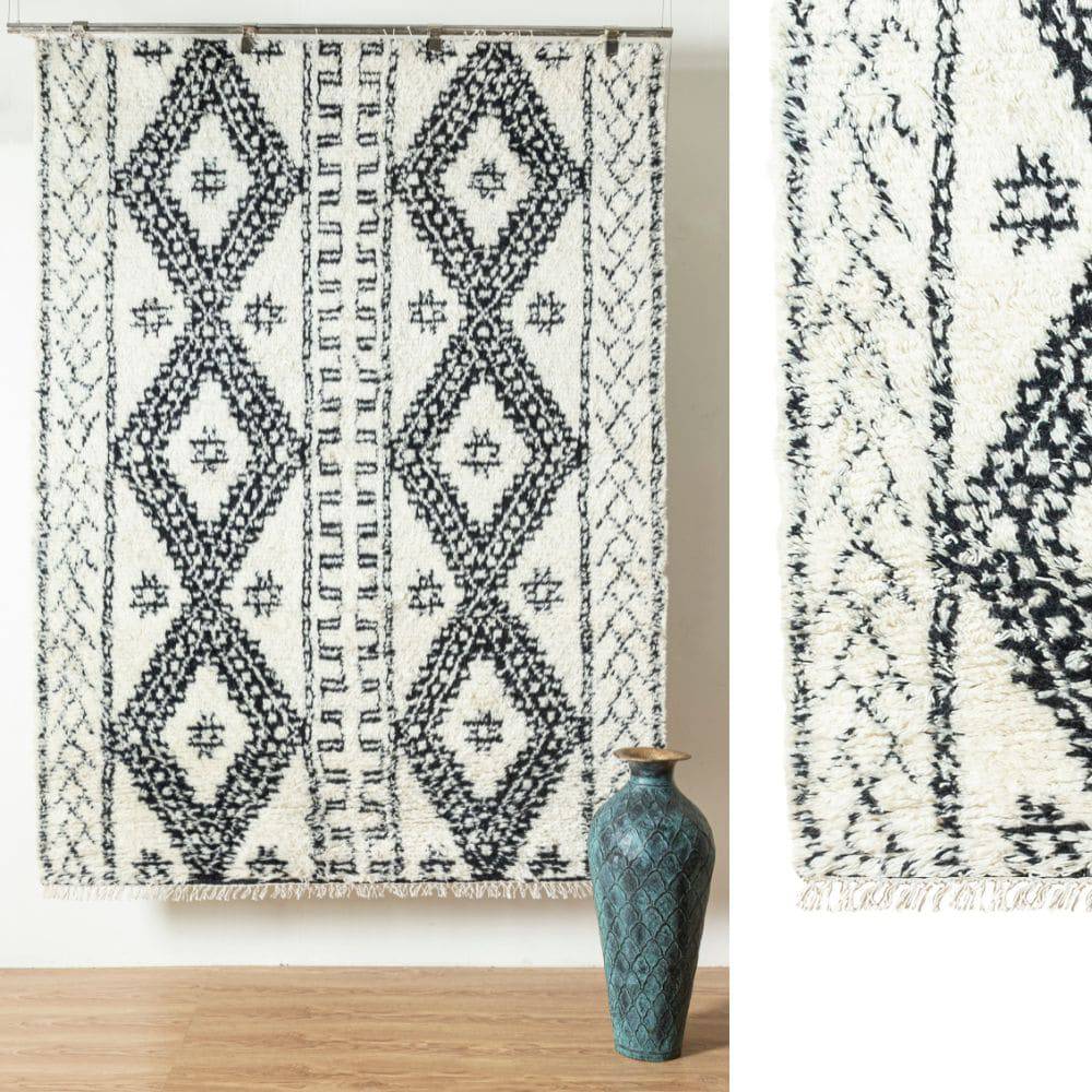 230X160 Cm Moroccan Style Handmade Rug Jh-2709-L -  Rugs - ebarza Furniture UAE | Shop Modern Furniture in Abu Dhabi & Dubai - مفروشات ايبازرا في الامارات | تسوق اثاث عصري وديكورات مميزة في دبي وابوظبي
