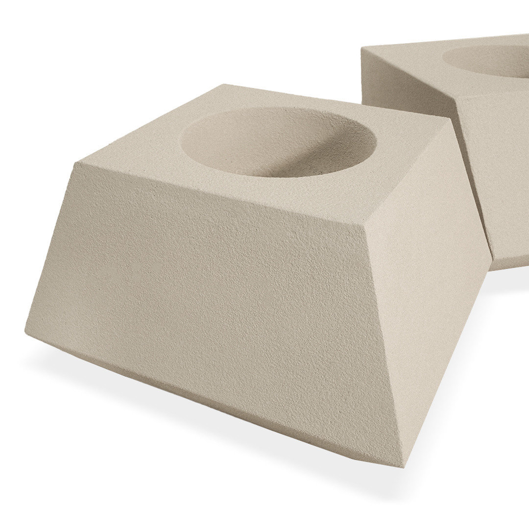 Set Of 3 Outdoor/Indoor Fiberglass Concrete Planter Box And Bench Xk-5040A+B+C - Beige -  Planter Boxes - ebarza Furniture UAE | Shop Modern Furniture in Abu Dhabi & Dubai - مفروشات ايبازرا في الامارات | تسوق اثاث عصري وديكورات مميزة في دبي وابوظبي