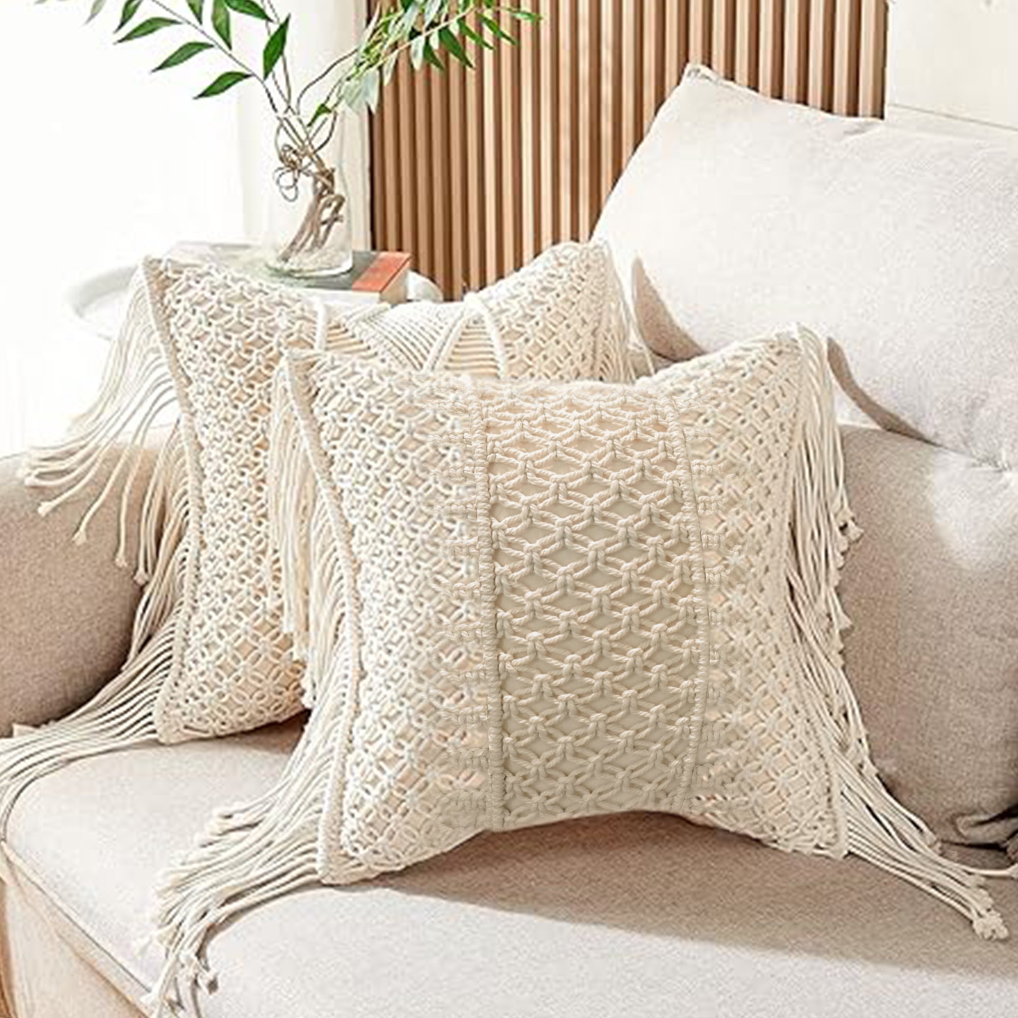 45x45 cm Rope Cushion KD2326 -  Cushions - ebarza Furniture UAE | Shop Modern Furniture in Abu Dhabi & Dubai - مفروشات ايبازرا في الامارات | تسوق اثاث عصري وديكورات مميزة في دبي وابوظبي