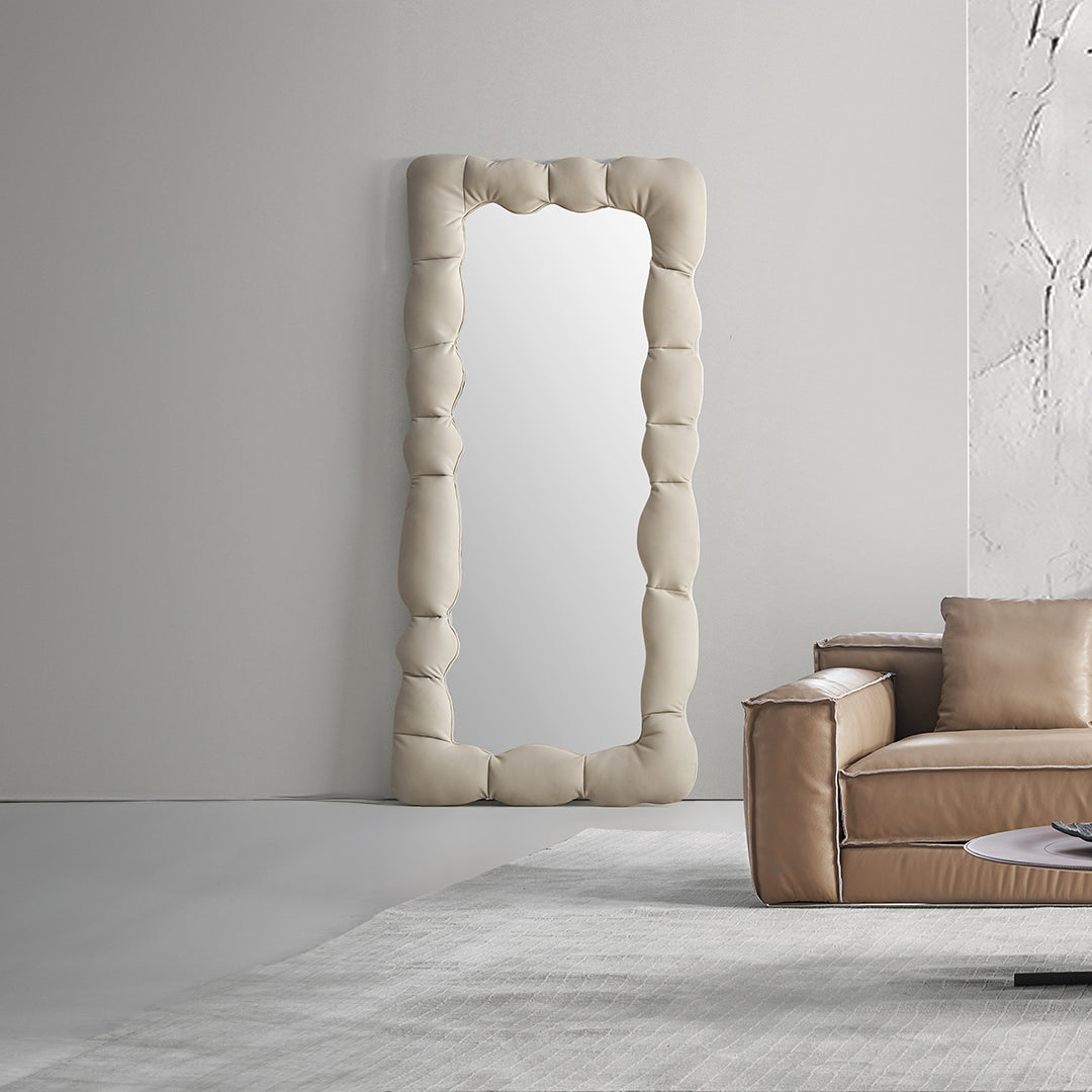 Microfiber Leather Mirror - AC011 -  Mirrors - ebarza Furniture UAE | Shop Modern Furniture in Abu Dhabi & Dubai - مفروشات ايبازرا في الامارات | تسوق اثاث عصري وديكورات مميزة في دبي وابوظبي