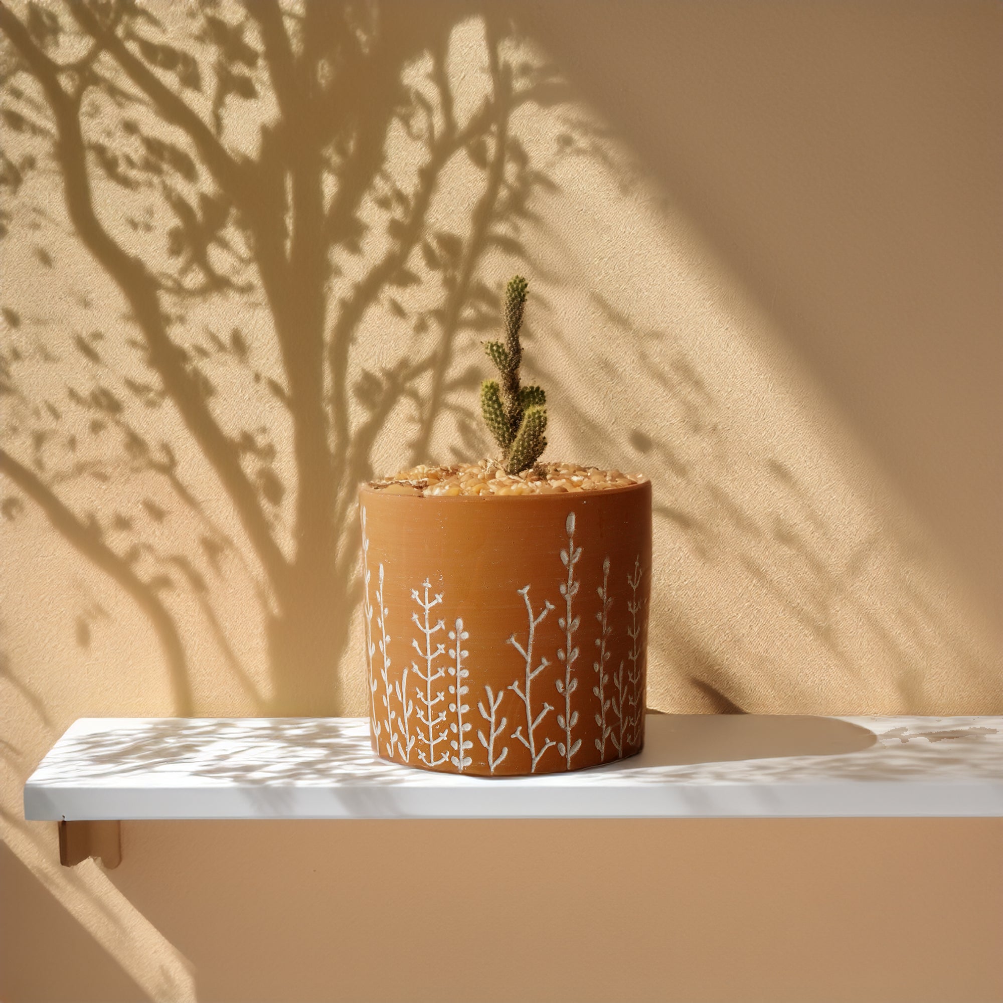 Leafy Branch Outdoor/Indoor Planter Box TERRACOTTA 8064B-162TE -  Planter Boxes - ebarza Furniture UAE | Shop Modern Furniture in Abu Dhabi & Dubai - مفروشات ايبازرا في الامارات | تسوق اثاث عصري وديكورات مميزة في دبي وابوظبي
