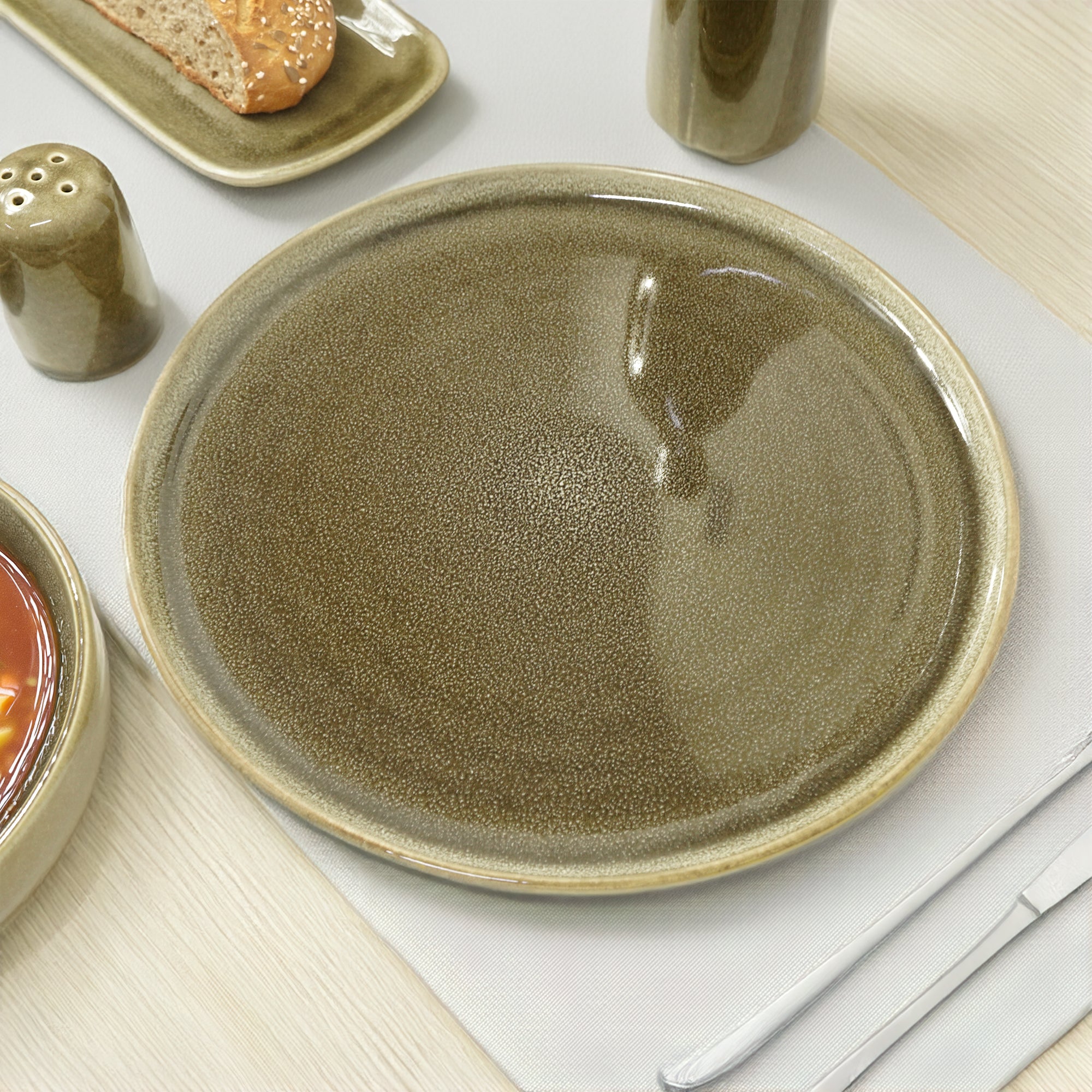 Browny Dinner Plate HZ4311 -  Plates - ebarza Furniture UAE | Shop Modern Furniture in Abu Dhabi & Dubai - مفروشات ايبازرا في الامارات | تسوق اثاث عصري وديكورات مميزة في دبي وابوظبي