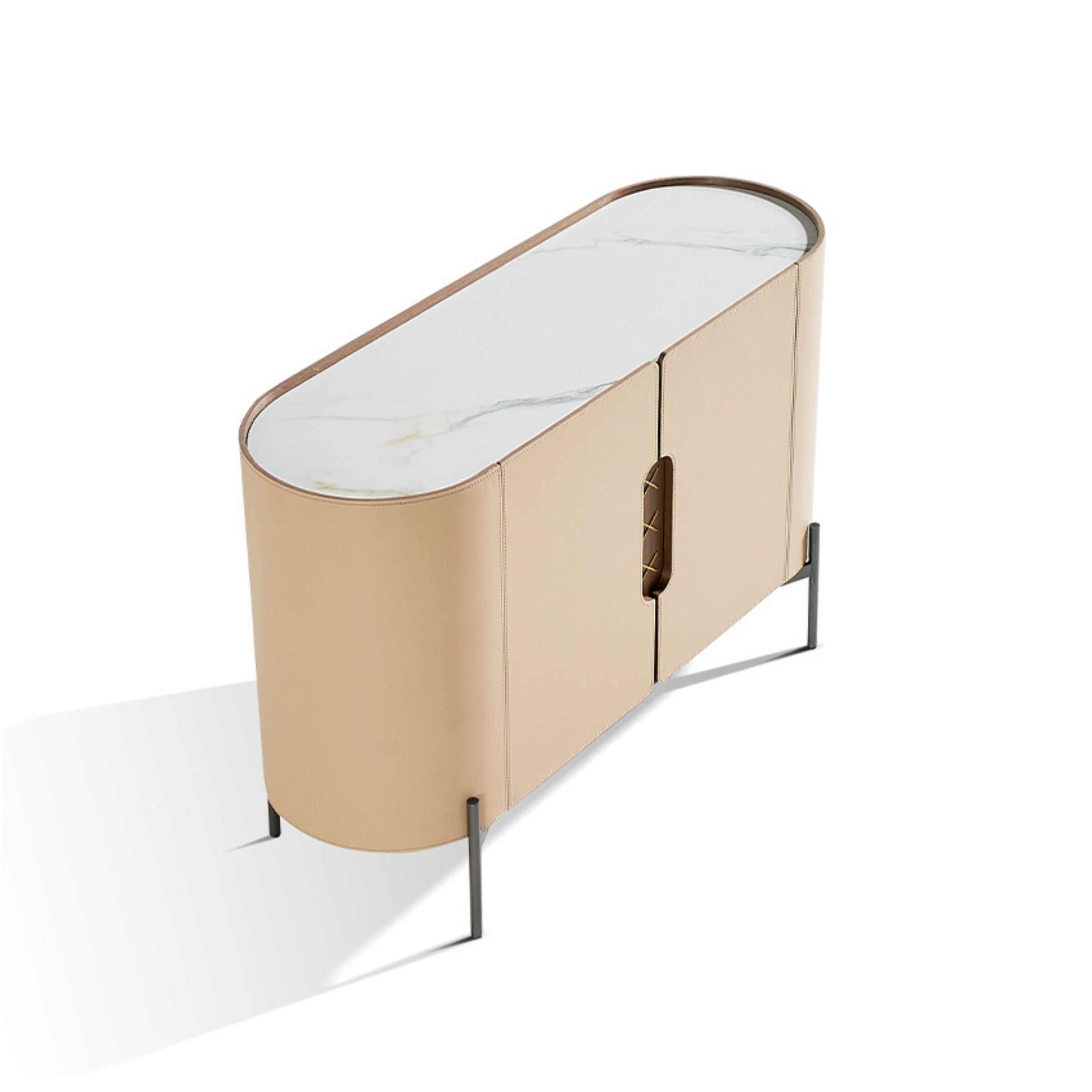 Pre-order 35 Days Delivery Stitch Saddle Leather Console / Dresser MLL-T30 -  Cabinets - ebarza Furniture UAE | Shop Modern Furniture in Abu Dhabi & Dubai - مفروشات ايبازرا في الامارات | تسوق اثاث عصري وديكورات مميزة في دبي وابوظبي