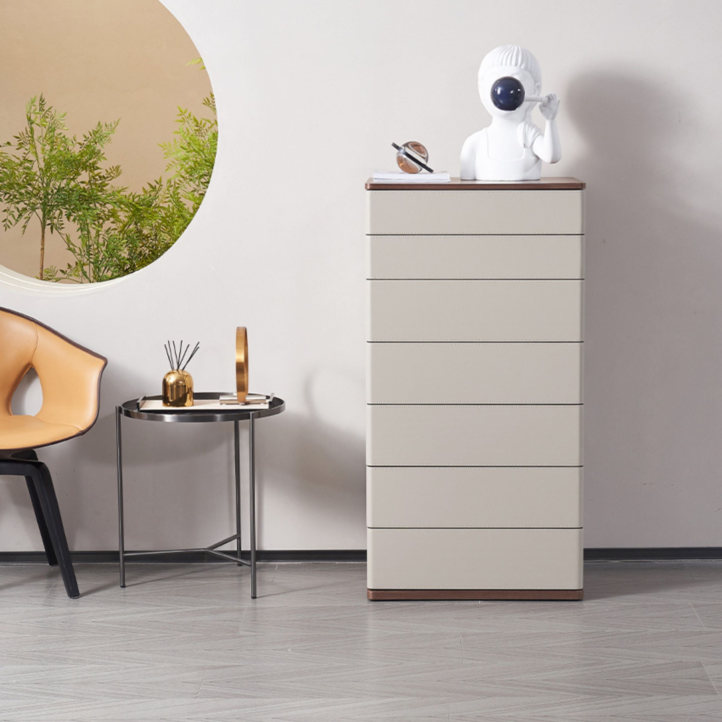 Pre-order 35 Days Delivery Mycroft Wenge Saddle Leather Cabinet MLL-T03 -  Cabinets - ebarza Furniture UAE | Shop Modern Furniture in Abu Dhabi & Dubai - مفروشات ايبازرا في الامارات | تسوق اثاث عصري وديكورات مميزة في دبي وابوظبي