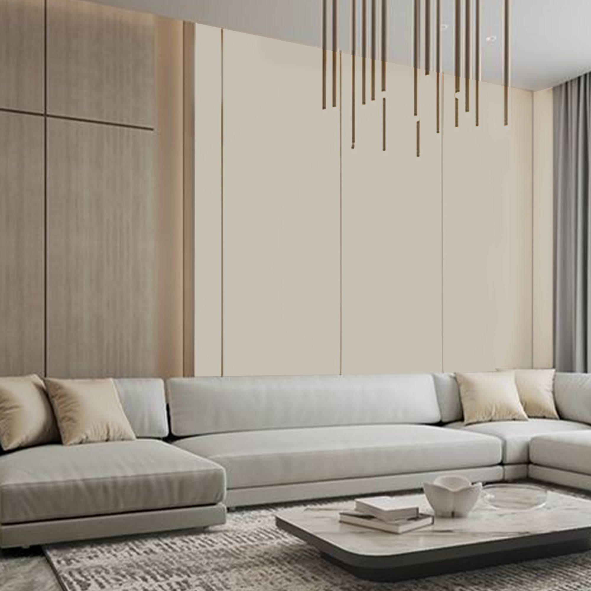 POWDER COATING MDF - DOUBLE-SIDED  BEVEL 45° (122x280x1.8cm,E0, 830 kg/m3,PROTECTIVE FILM) JD00021 (Breeze Beige) WQ -  Wall Panels - ebarza Furniture UAE | Shop Modern Furniture in Abu Dhabi & Dubai - مفروشات ايبازرا في الامارات | تسوق اثاث عصري وديكورات مميزة في دبي وابوظبي