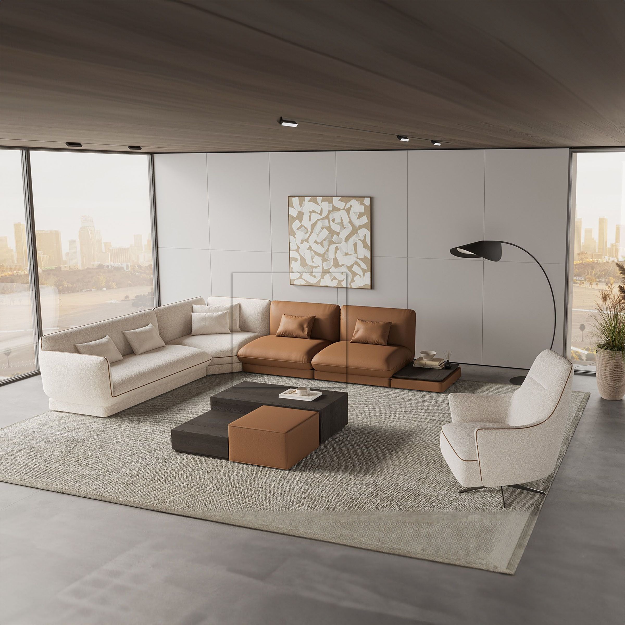 Loretta Single Module without WT-Arm-Caramel -  Sofas - ebarza Furniture UAE | Shop Modern Furniture in Abu Dhabi & Dubai - مفروشات ايبازرا في الامارات | تسوق اثاث عصري وديكورات مميزة في دبي وابوظبي