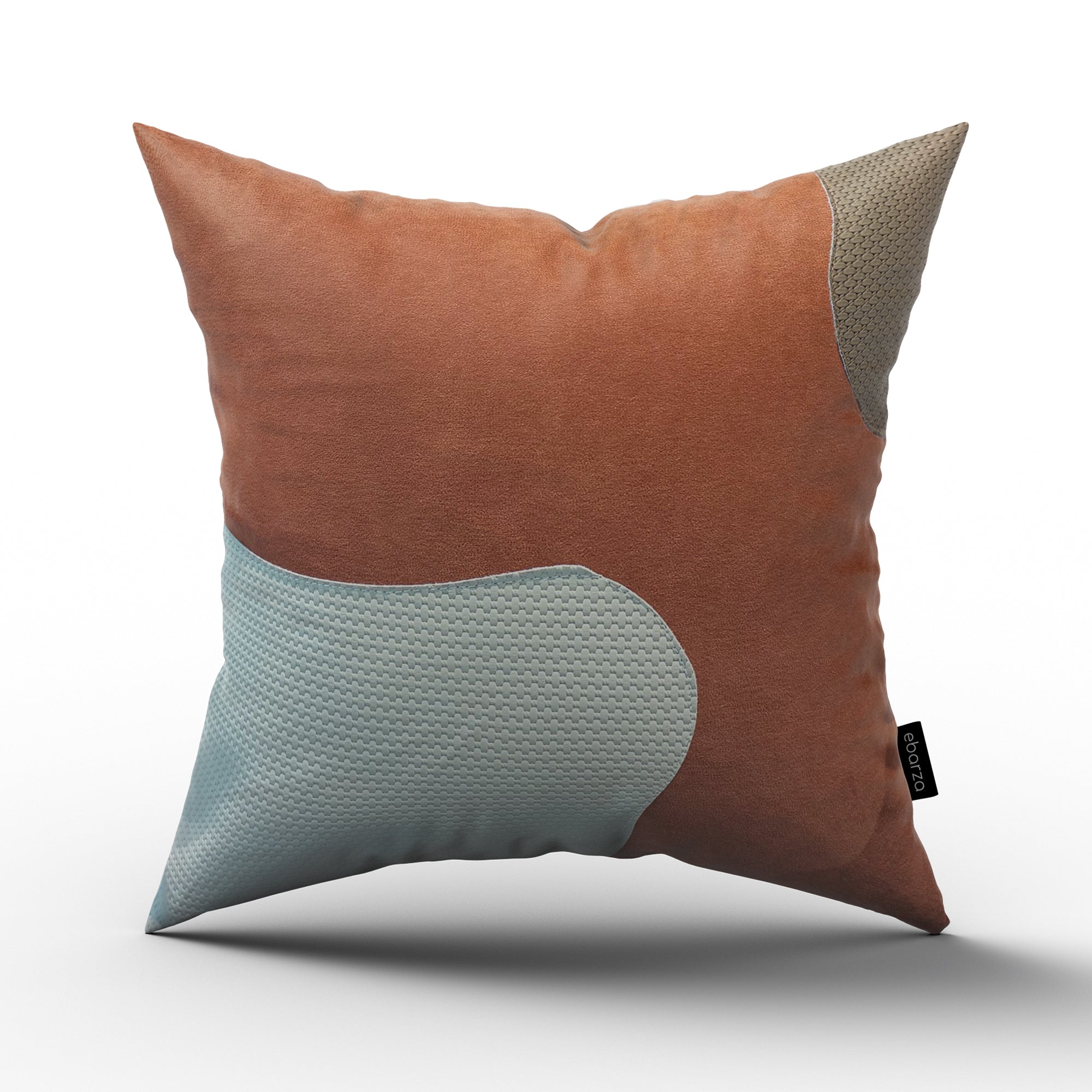 53x53Cm Patchwork Cushion KD2356 - ORANGE&WHITE -  Cushions - ebarza Furniture UAE | Shop Modern Furniture in Abu Dhabi & Dubai - مفروشات ايبازرا في الامارات | تسوق اثاث عصري وديكورات مميزة في دبي وابوظبي