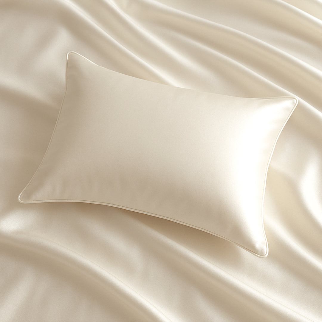 Ivory Pillowcase 50x70cm - 16mm Silk -  Bedding - ebarza Furniture UAE | Shop Modern Furniture in Abu Dhabi & Dubai - مفروشات ايبازرا في الامارات | تسوق اثاث عصري وديكورات مميزة في دبي وابوظبي