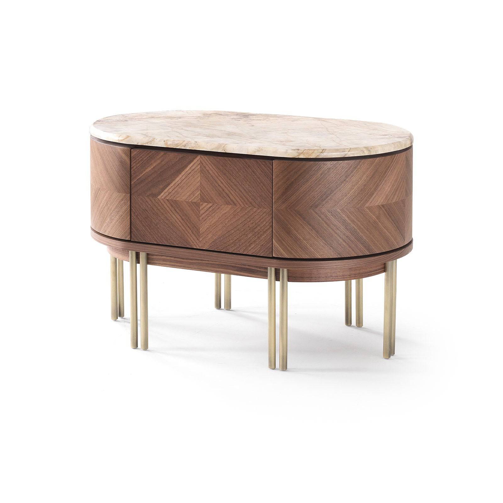 Display Item - 2X Eva Natural Marble Bedside Tables Eva-Side Nakheel -  DISPLAY ITEM - ebarza Furniture UAE | Shop Modern Furniture in Abu Dhabi & Dubai - مفروشات ايبازرا في الامارات | تسوق اثاث عصري وديكورات مميزة في دبي وابوظبي