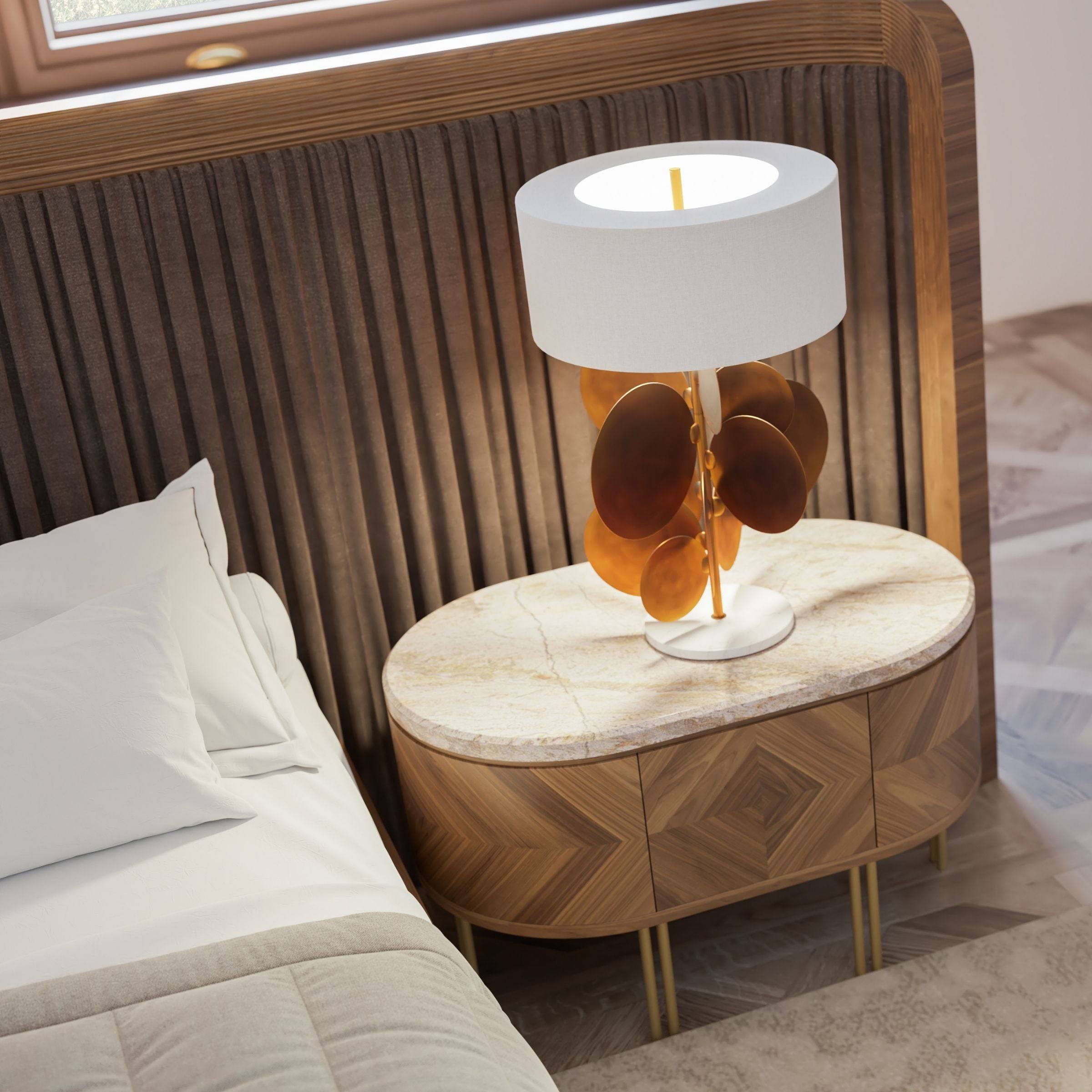 Display Item - 2X Eva Natural Marble Bedside Tables Eva-Side Nakheel -  DISPLAY ITEM - ebarza Furniture UAE | Shop Modern Furniture in Abu Dhabi & Dubai - مفروشات ايبازرا في الامارات | تسوق اثاث عصري وديكورات مميزة في دبي وابوظبي