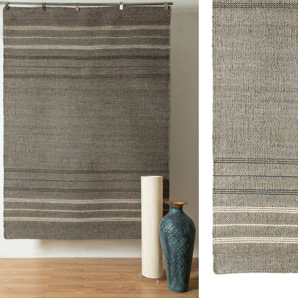300X200 Cm Hand Woven Patrol Black Jute Rug Jhd-7002Pb-Xl -  Rugs - ebarza Furniture UAE | Shop Modern Furniture in Abu Dhabi & Dubai - مفروشات ايبازرا في الامارات | تسوق اثاث عصري وديكورات مميزة في دبي وابوظبي