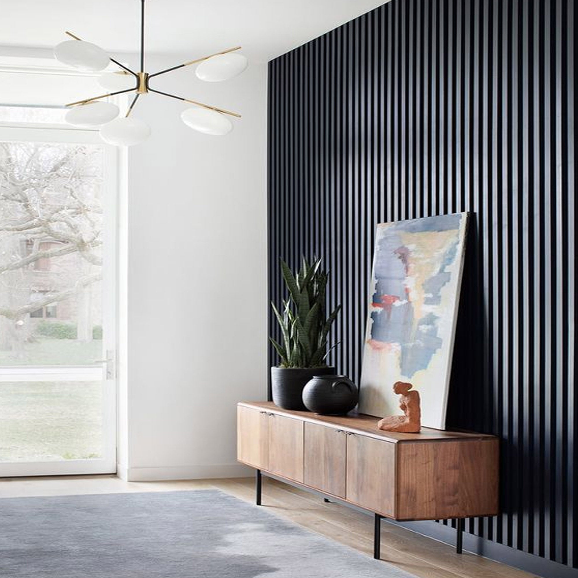 300x60x2.1cm Slat acoustic panel 35-15mm fire retardant Decoration Panel Black-Oak002 -  Wall Panels - ebarza Furniture UAE | Shop Modern Furniture in Abu Dhabi & Dubai - مفروشات ايبازرا في الامارات | تسوق اثاث عصري وديكورات مميزة في دبي وابوظبي