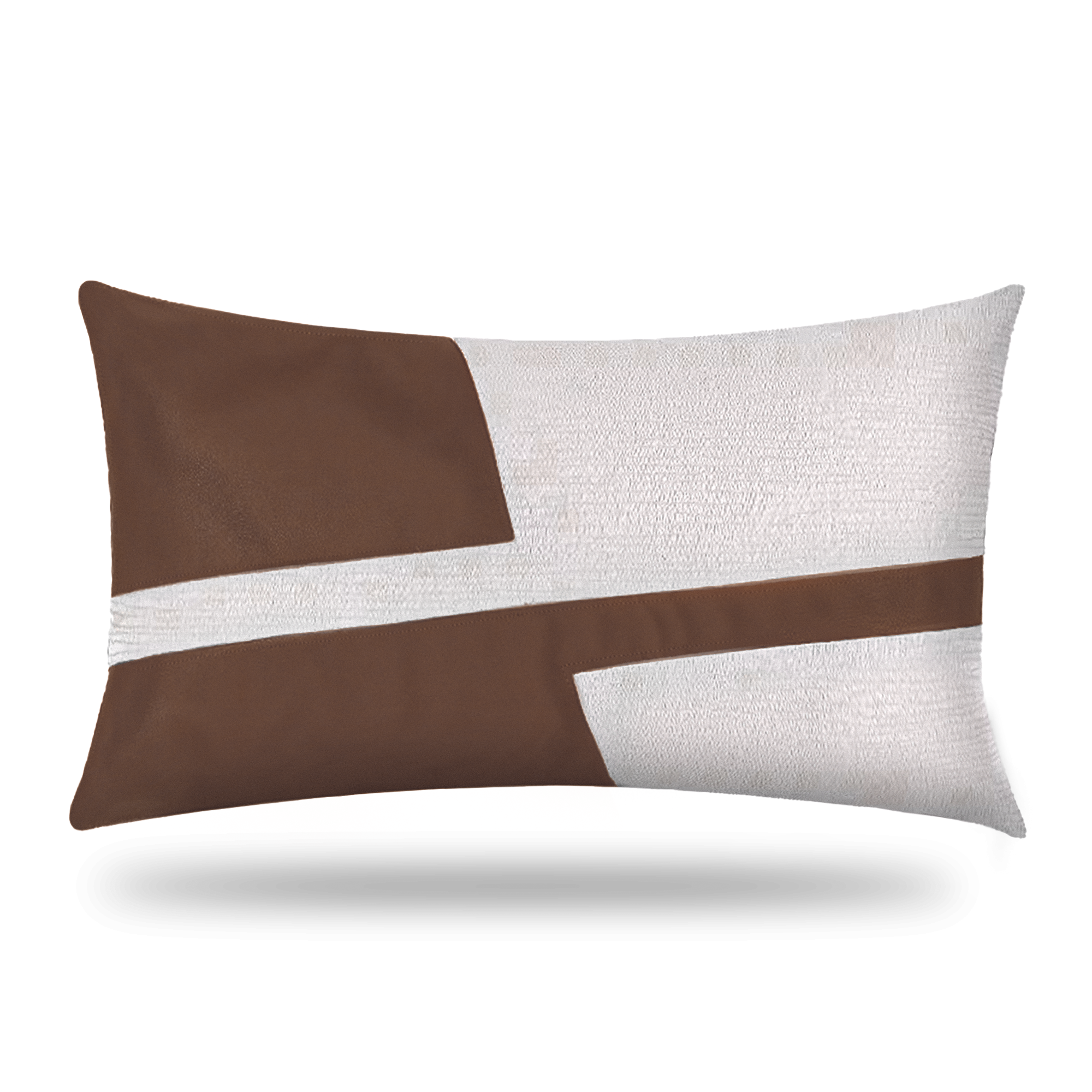 30x50cm Black and White Leather Waist Pillow YZ2356-Brown -  Cushions - ebarza Furniture UAE | Shop Modern Furniture in Abu Dhabi & Dubai - مفروشات ايبازرا في الامارات | تسوق اثاث عصري وديكورات مميزة في دبي وابوظبي