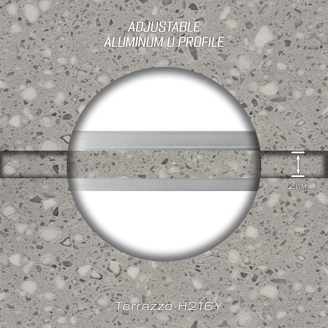 320H-ALUMINUM PROFILE- ADJUSTABLE U-PROFILE  COLOUR: Persia Grey Terrazzo-H216Y