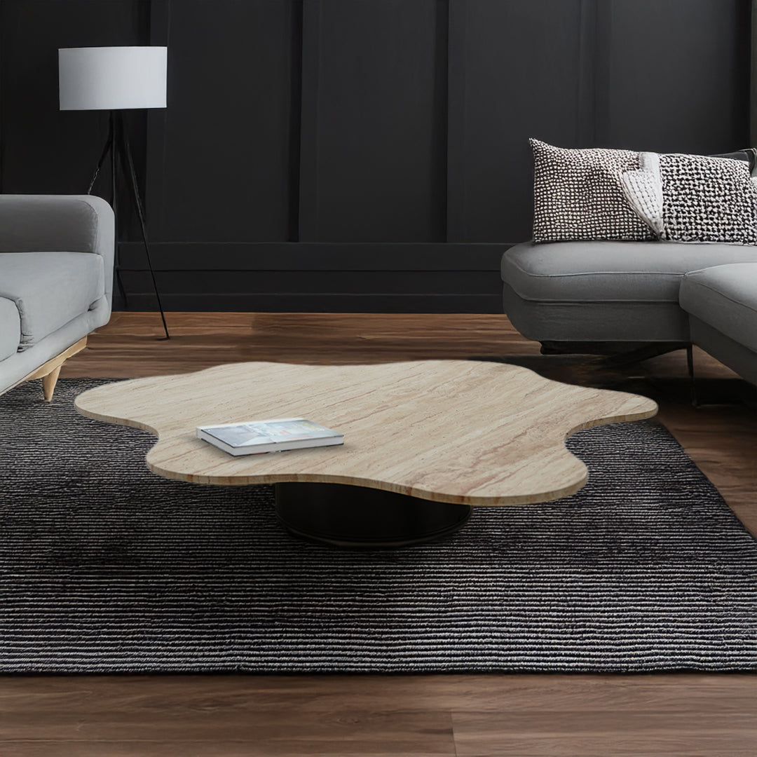 Pre-order 35 Days Delivery White Travertine Coffee Table ST765 -  Coffee tables - ebarza Furniture UAE | Shop Modern Furniture in Abu Dhabi & Dubai - مفروشات ايبازرا في الامارات | تسوق اثاث عصري وديكورات مميزة في دبي وابوظبي