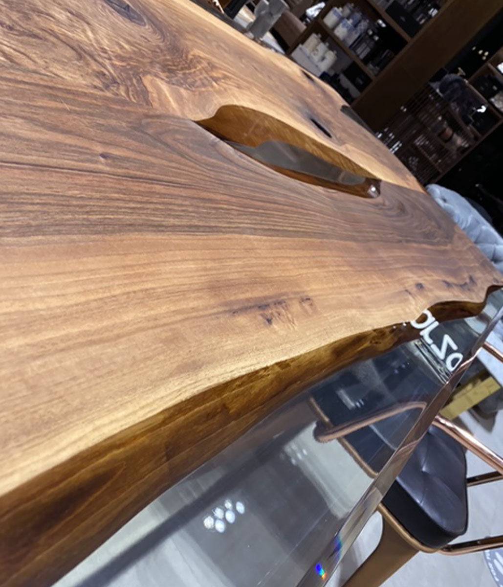 350X100 Cm Live Edge Resin Dining Table Top San350X100 -  Table Tops - ebarza Furniture UAE | Shop Modern Furniture in Abu Dhabi & Dubai - مفروشات ايبازرا في الامارات | تسوق اثاث عصري وديكورات مميزة في دبي وابوظبي