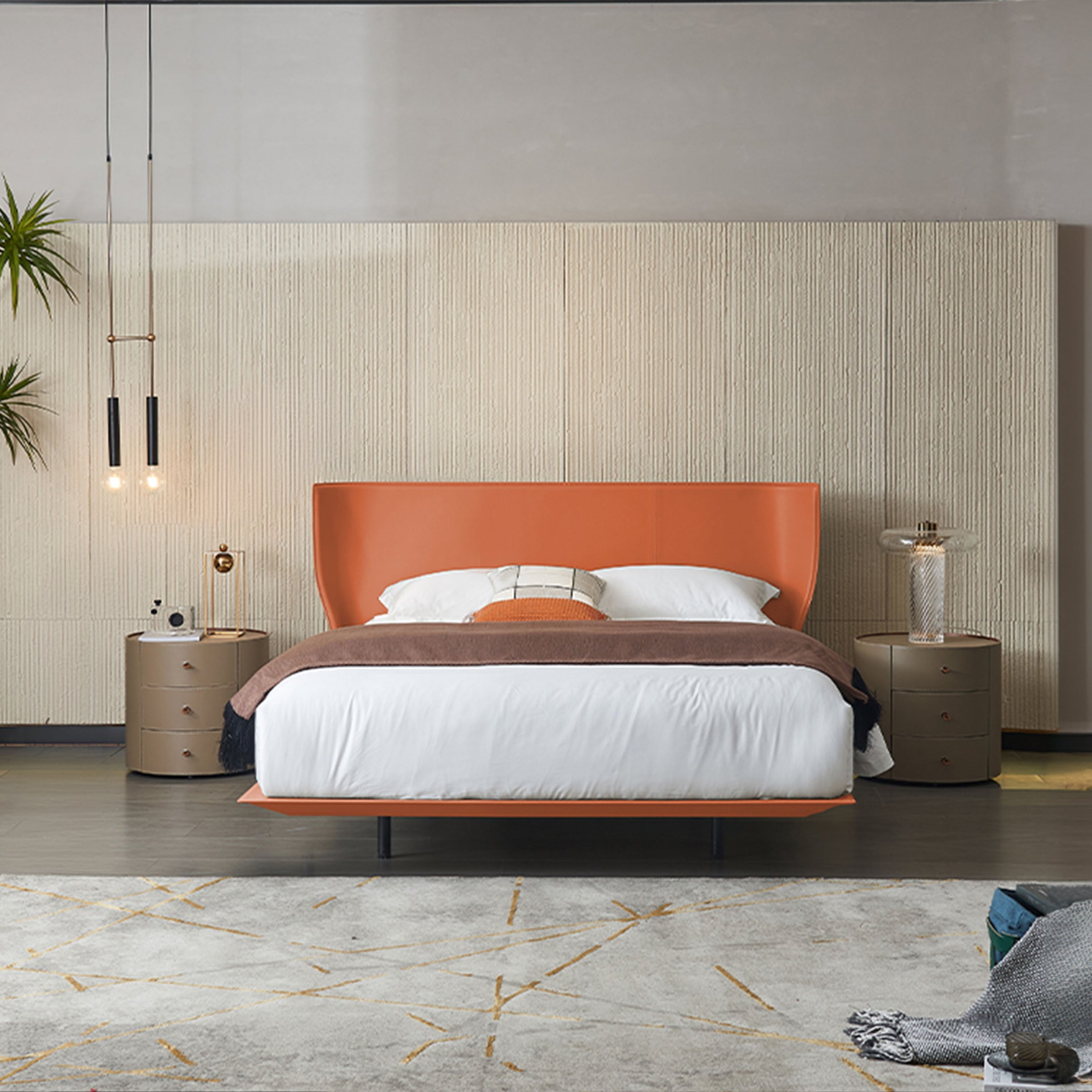 Verona Orange Single Size Bed MLL-F13  M7 orange -  Bedsteads - ebarza Furniture UAE | Shop Modern Furniture in Abu Dhabi & Dubai - مفروشات ايبازرا في الامارات | تسوق اثاث عصري وديكورات مميزة في دبي وابوظبي