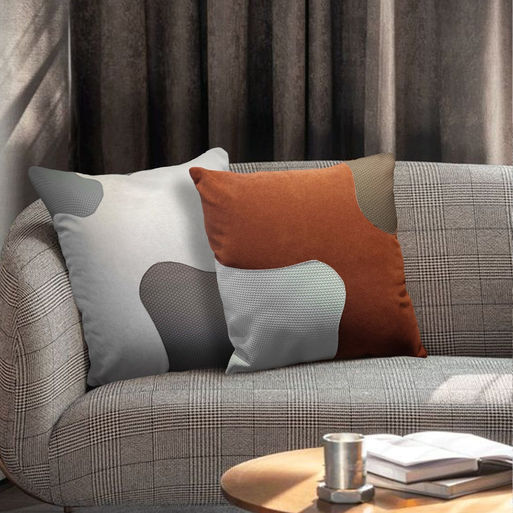 53x53Cm Patchwork Cushion KD2356 - ORANGE&WHITE -  Cushions - ebarza Furniture UAE | Shop Modern Furniture in Abu Dhabi & Dubai - مفروشات ايبازرا في الامارات | تسوق اثاث عصري وديكورات مميزة في دبي وابوظبي