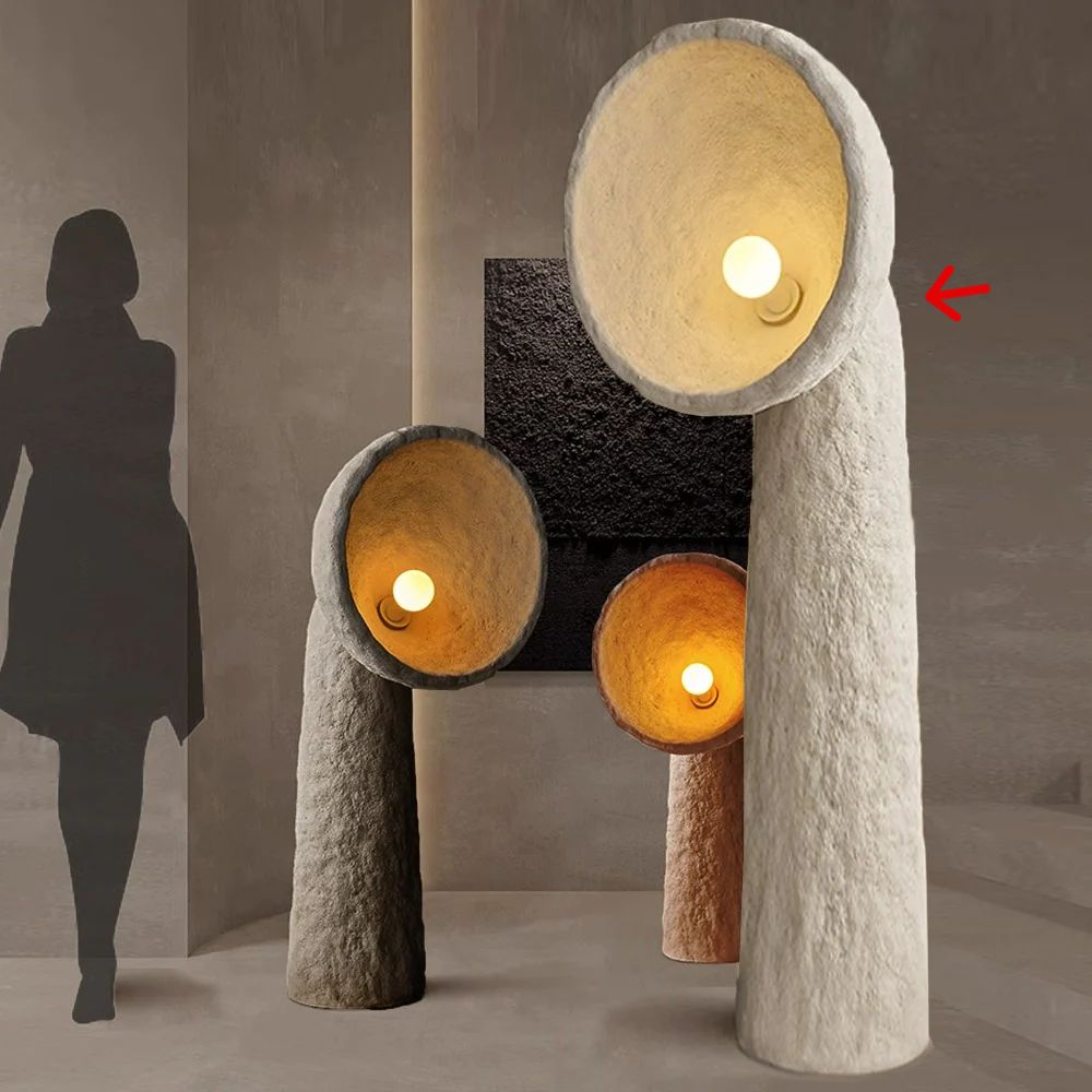 Wabi Sabi Beige Floor Lamp HTD-IW1433-28/ D60*H200 -  Floor Lamps - ebarza Furniture UAE | Shop Modern Furniture in Abu Dhabi & Dubai - مفروشات ايبازرا في الامارات | تسوق اثاث عصري وديكورات مميزة في دبي وابوظبي