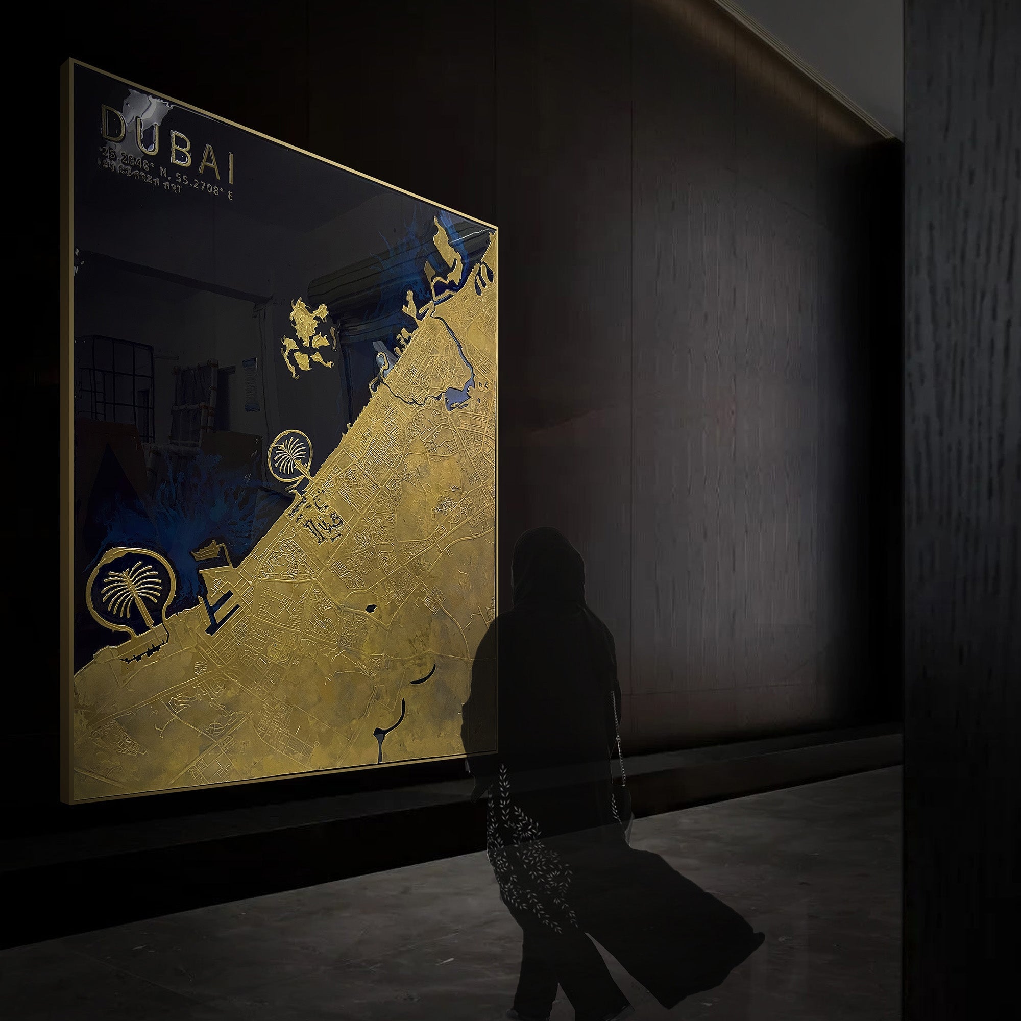 Dubai Map Handmade Painting 140x170 cm PCA-002A -  Paintings - ebarza Furniture UAE | Shop Modern Furniture in Abu Dhabi & Dubai - مفروشات ايبازرا في الامارات | تسوق اثاث عصري وديكورات مميزة في دبي وابوظبي