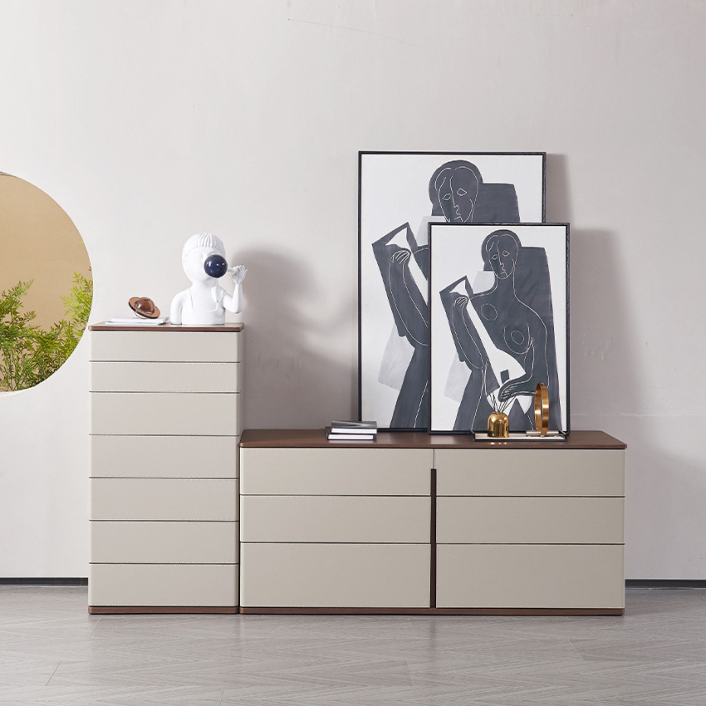 Pre-order 35 Days Delivery Mycroft Wenge Saddle Leather Cabinet MLL-T03 -  Cabinets - ebarza Furniture UAE | Shop Modern Furniture in Abu Dhabi & Dubai - مفروشات ايبازرا في الامارات | تسوق اثاث عصري وديكورات مميزة في دبي وابوظبي