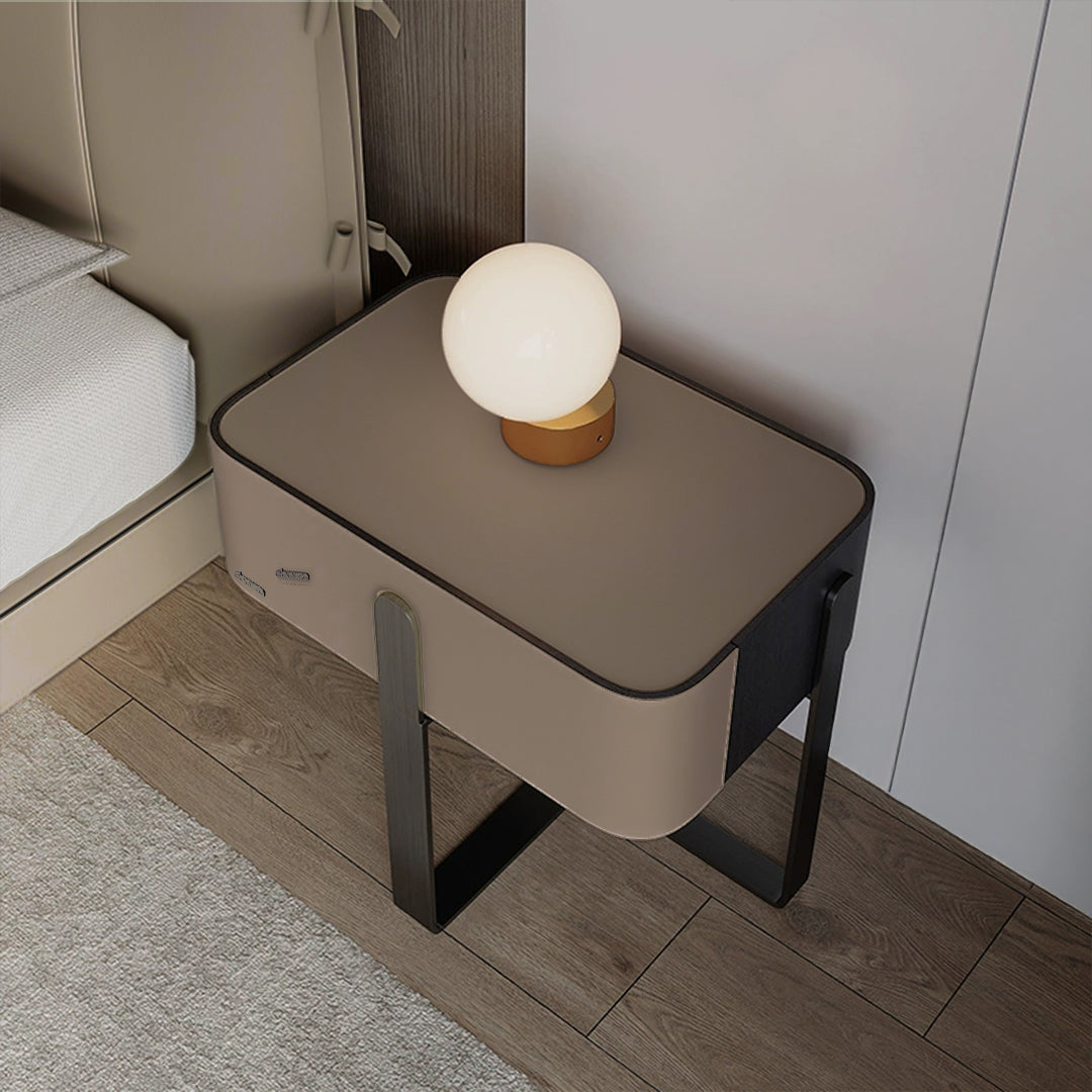 AS IS - Saddle Leather Bedside Table JK-E18 -  DISPLAY ITEM - ebarza Furniture UAE | Shop Modern Furniture in Abu Dhabi & Dubai - مفروشات ايبازرا في الامارات | تسوق اثاث عصري وديكورات مميزة في دبي وابوظبي