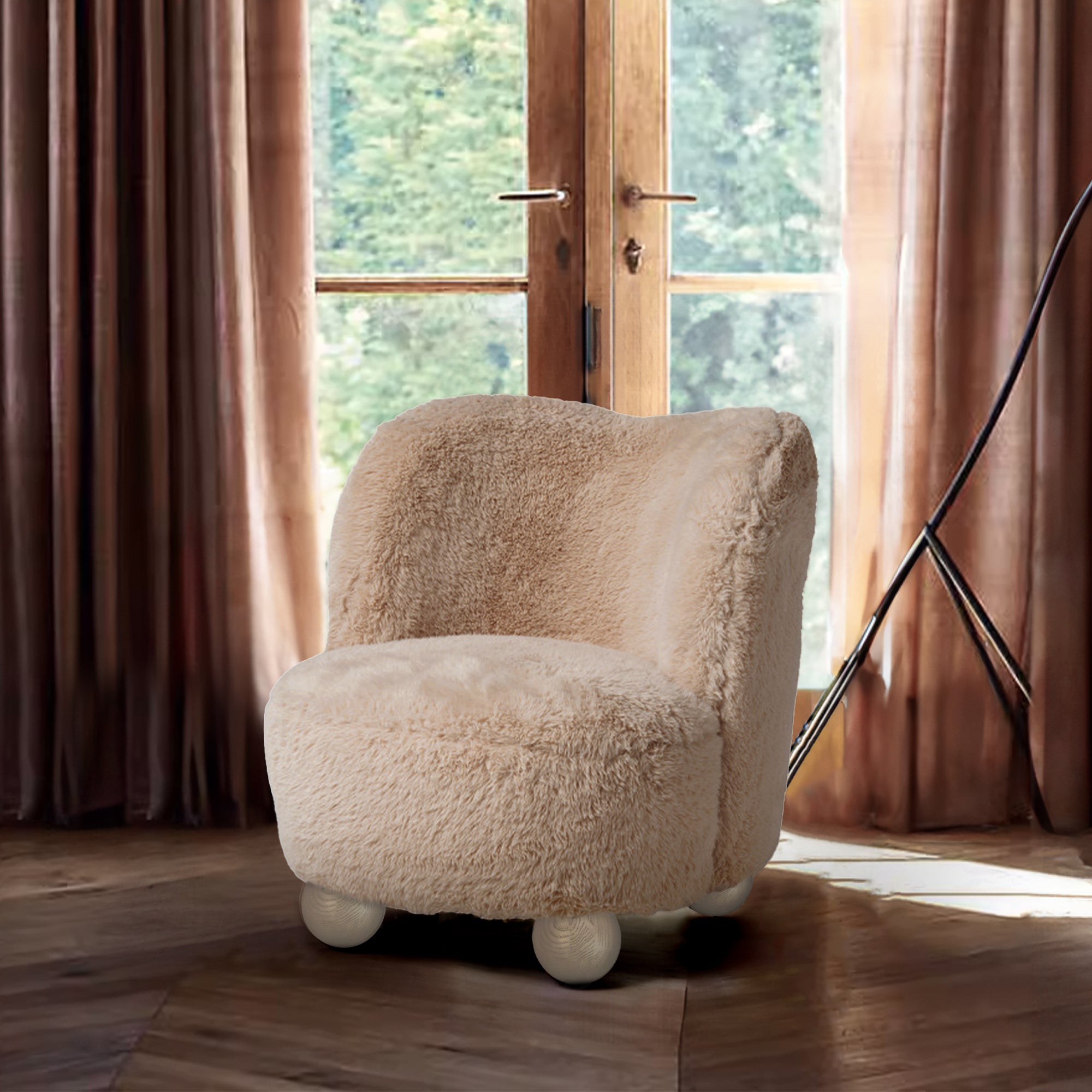 Ball Foot Accent Chair - Ivory 18100-02e -  Armchairs - ebarza Furniture UAE | Shop Modern Furniture in Abu Dhabi & Dubai - مفروشات ايبازرا في الامارات | تسوق اثاث عصري وديكورات مميزة في دبي وابوظبي