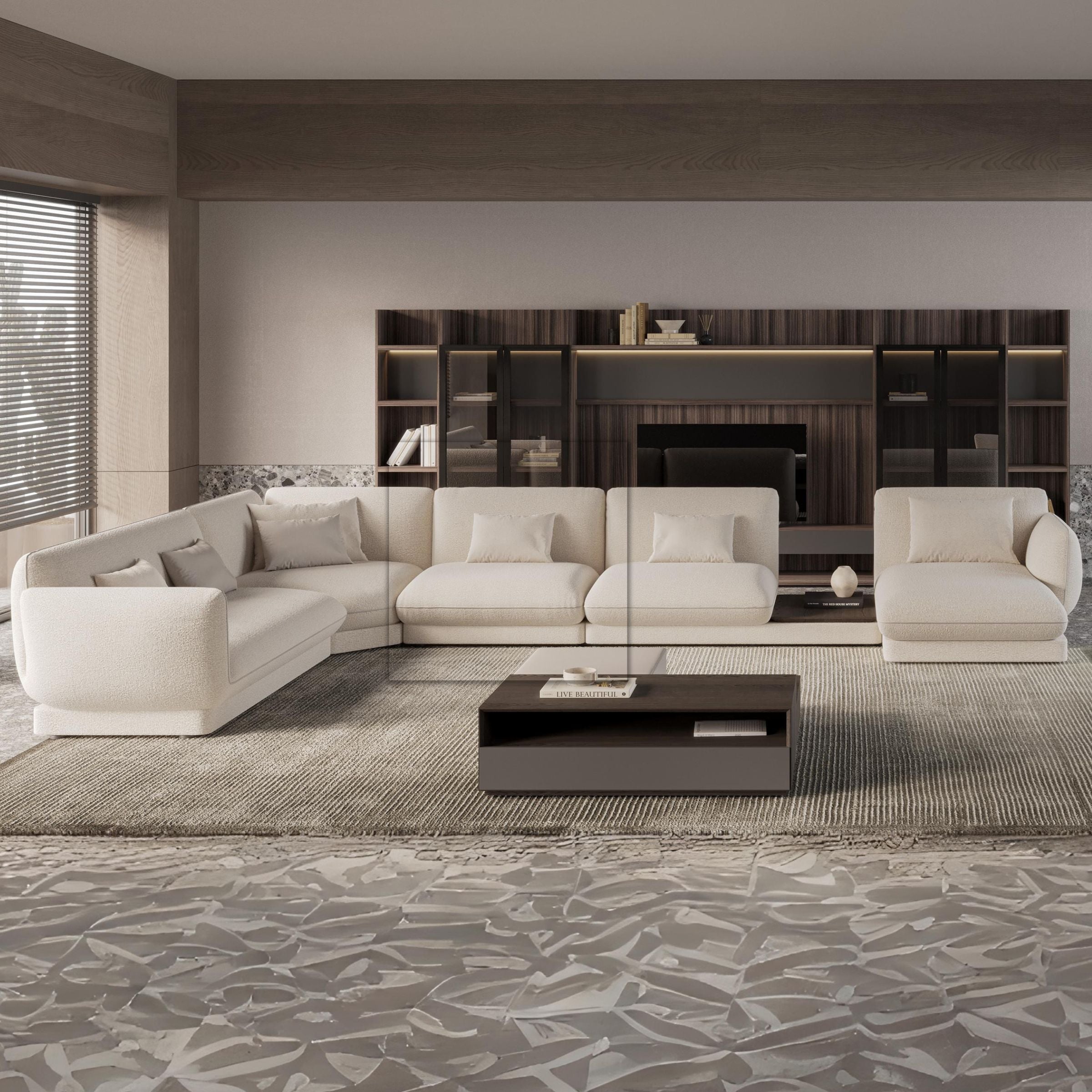 Loretta Single Module without Arm for Lortetta Sofa YOLRTA-SMNA-Beige -  Sofas - ebarza Furniture UAE | Shop Modern Furniture in Abu Dhabi & Dubai - مفروشات ايبازرا في الامارات | تسوق اثاث عصري وديكورات مميزة في دبي وابوظبي