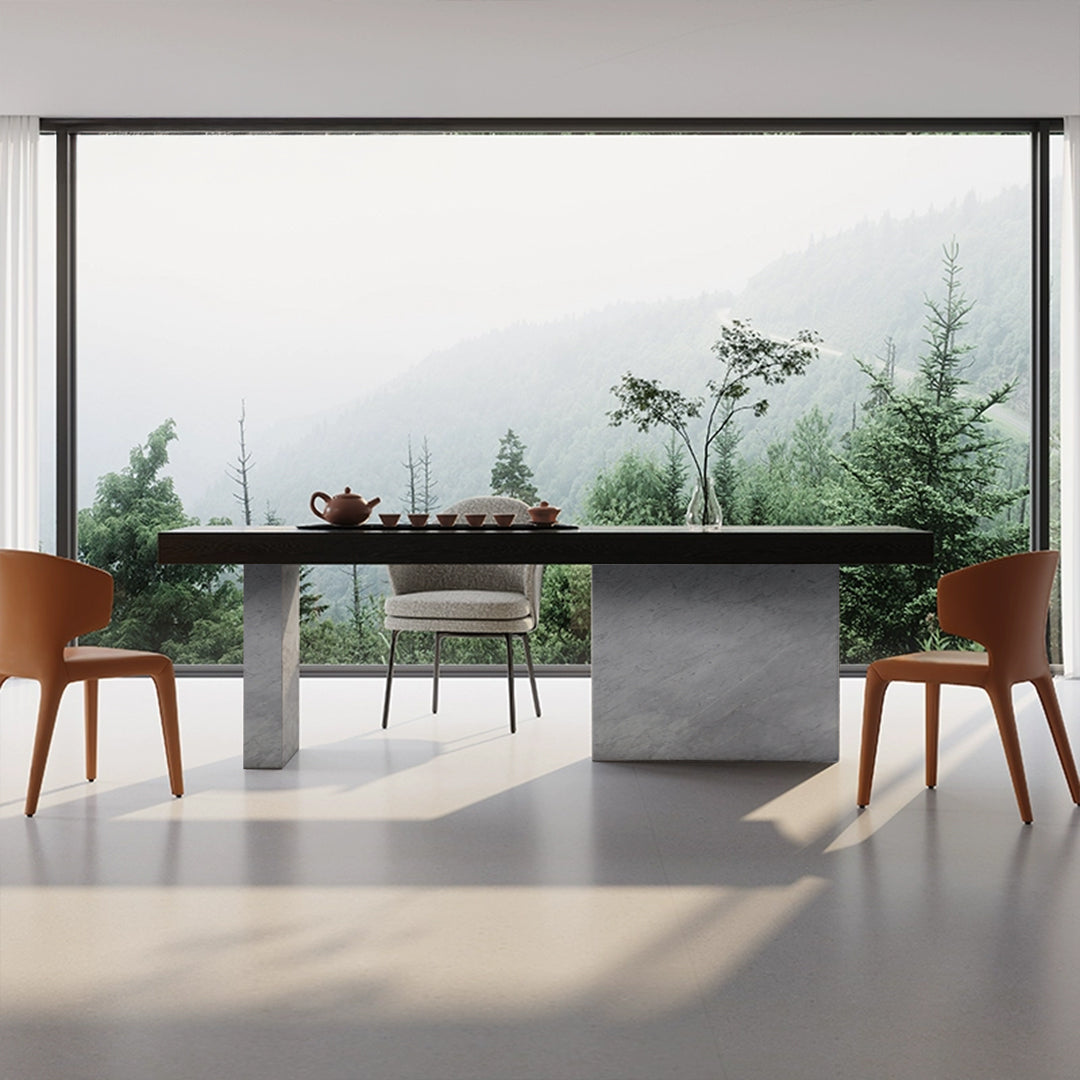 Dark Emperador Rectangular Dining Table JK-W009 -  Dining Tables - ebarza Furniture UAE | Shop Modern Furniture in Abu Dhabi & Dubai - مفروشات ايبازرا في الامارات | تسوق اثاث عصري وديكورات مميزة في دبي وابوظبي