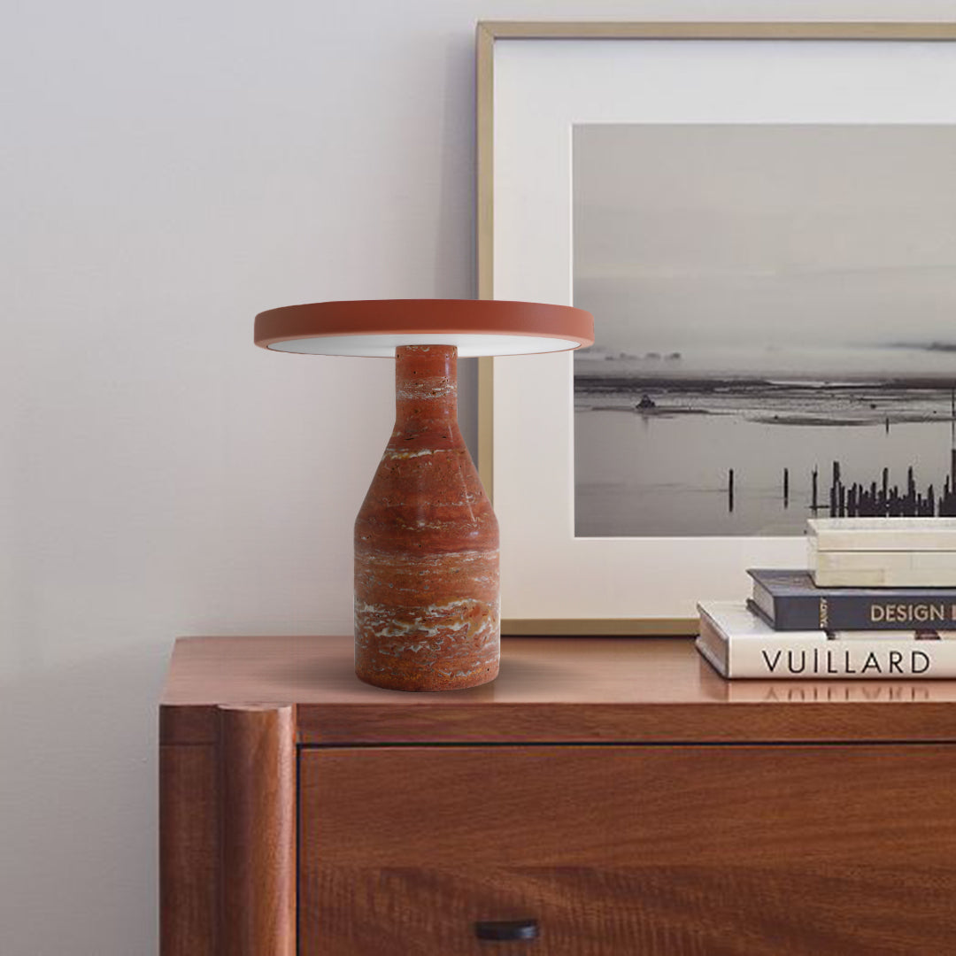 Flat Shape Real Marble Table Lamp - Orange OY-2410005HT(OR) -  Desk\table Lamps - ebarza Furniture UAE | Shop Modern Furniture in Abu Dhabi & Dubai - مفروشات ايبازرا في الامارات | تسوق اثاث عصري وديكورات مميزة في دبي وابوظبي