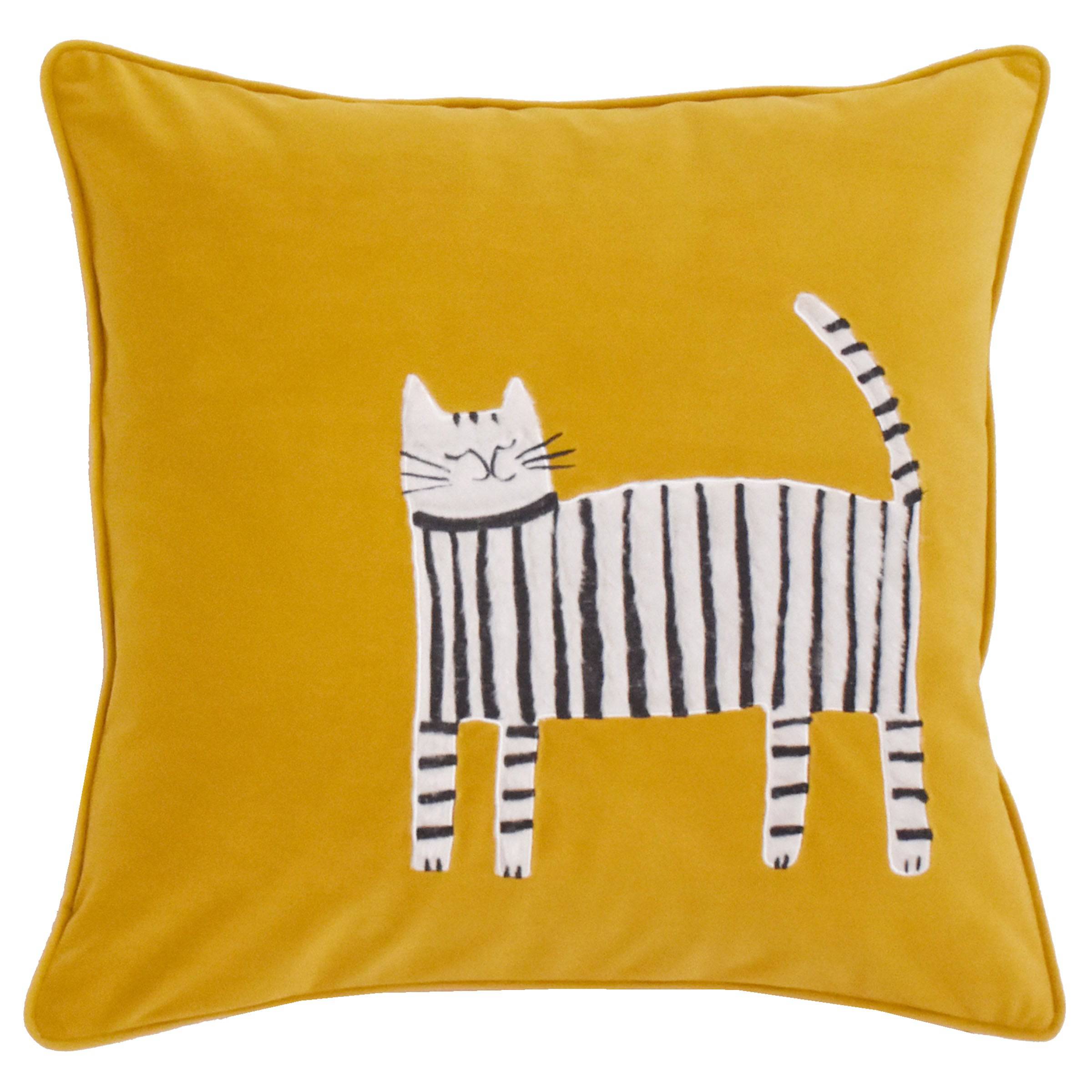45X45 Cm Striped Cat Embroidered Throw Cushion Ecc-030 -  Cushions - ebarza Furniture UAE | Shop Modern Furniture in Abu Dhabi & Dubai - مفروشات ايبازرا في الامارات | تسوق اثاث عصري وديكورات مميزة في دبي وابوظبي