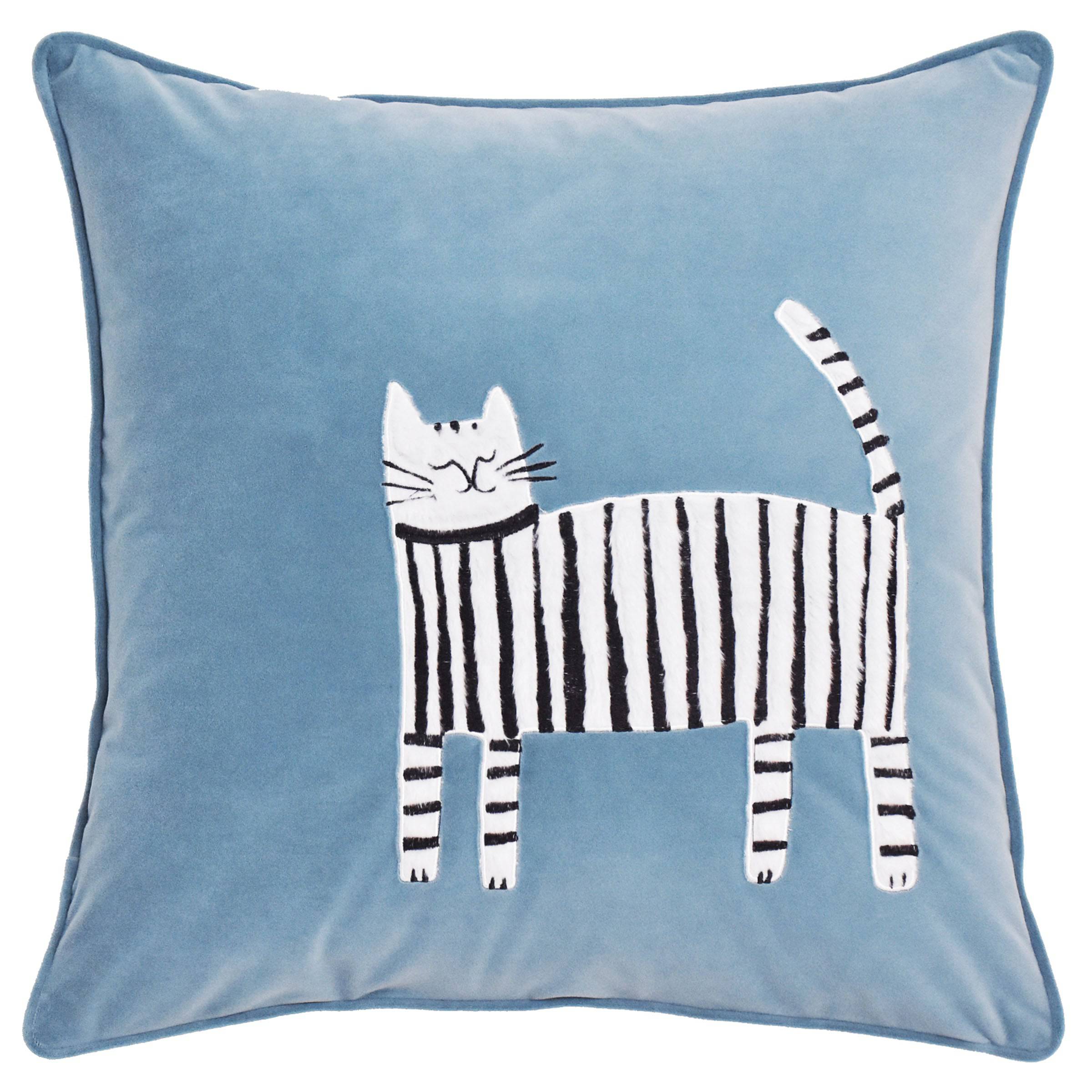45X45 Cm Striped Cat Embroidered Throw Cushion Ecc-032 -  Cushions - ebarza Furniture UAE | Shop Modern Furniture in Abu Dhabi & Dubai - مفروشات ايبازرا في الامارات | تسوق اثاث عصري وديكورات مميزة في دبي وابوظبي