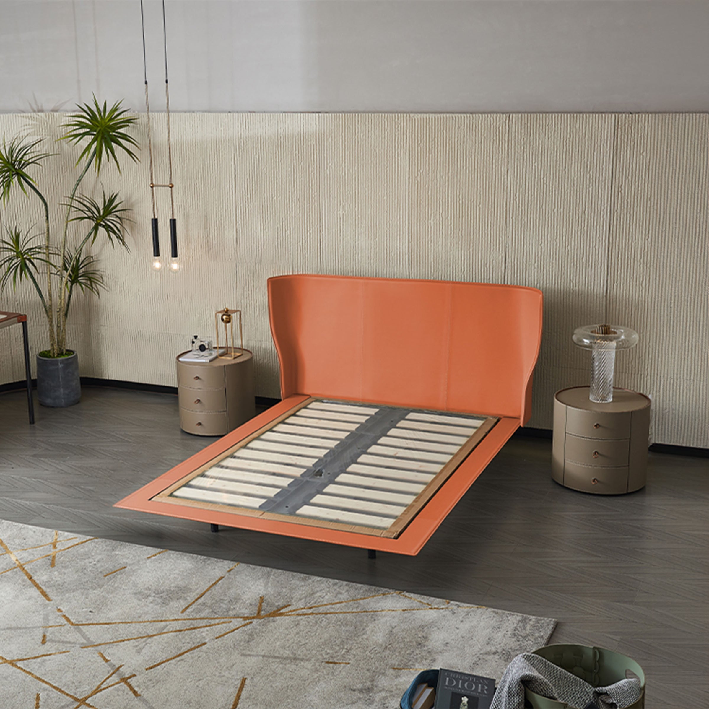 Verona Orange Single Size Bed MLL-F13  M7 orange -  Bedsteads - ebarza Furniture UAE | Shop Modern Furniture in Abu Dhabi & Dubai - مفروشات ايبازرا في الامارات | تسوق اثاث عصري وديكورات مميزة في دبي وابوظبي