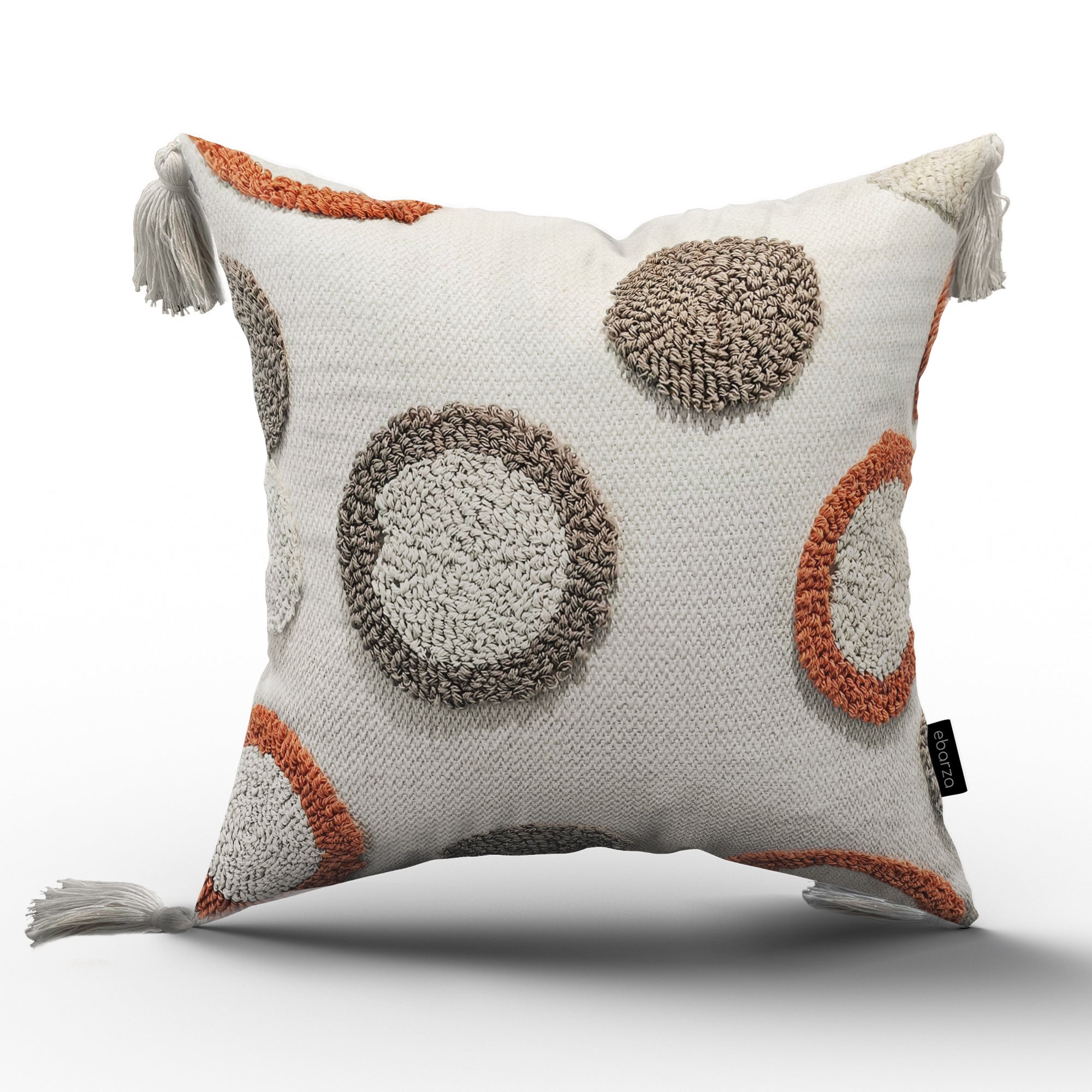 45x45 cm Dot Tufted Cotton Cushion KD2390 - Grey&white -  Cushions - ebarza Furniture UAE | Shop Modern Furniture in Abu Dhabi & Dubai - مفروشات ايبازرا في الامارات | تسوق اثاث عصري وديكورات مميزة في دبي وابوظبي