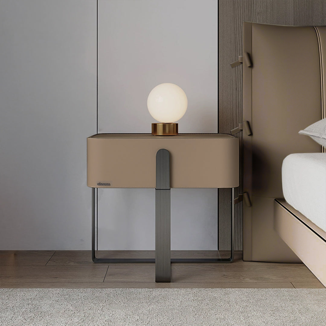 AS IS - Saddle Leather Bedside Table JK-E18 -  DISPLAY ITEM - ebarza Furniture UAE | Shop Modern Furniture in Abu Dhabi & Dubai - مفروشات ايبازرا في الامارات | تسوق اثاث عصري وديكورات مميزة في دبي وابوظبي