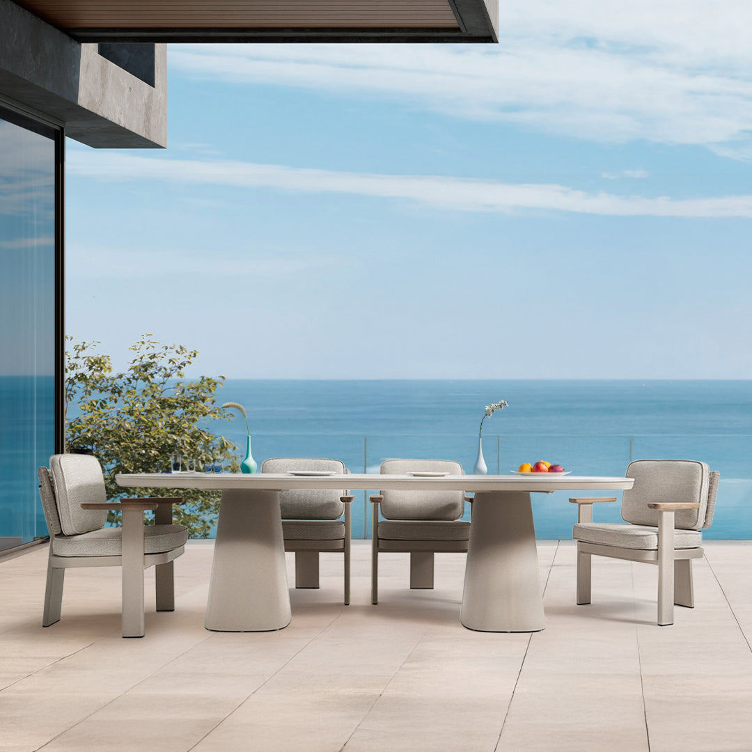 Pre-order 25 Days Delivery Block Outdoor Dining Table with Ceramic Top - AM9030N45CER + AL5540H37ALU/Block -  Outdoor Tables - ebarza Furniture UAE | Shop Modern Furniture in Abu Dhabi & Dubai - مفروشات ايبازرا في الامارات | تسوق اثاث عصري وديكورات مميزة في دبي وابوظبي