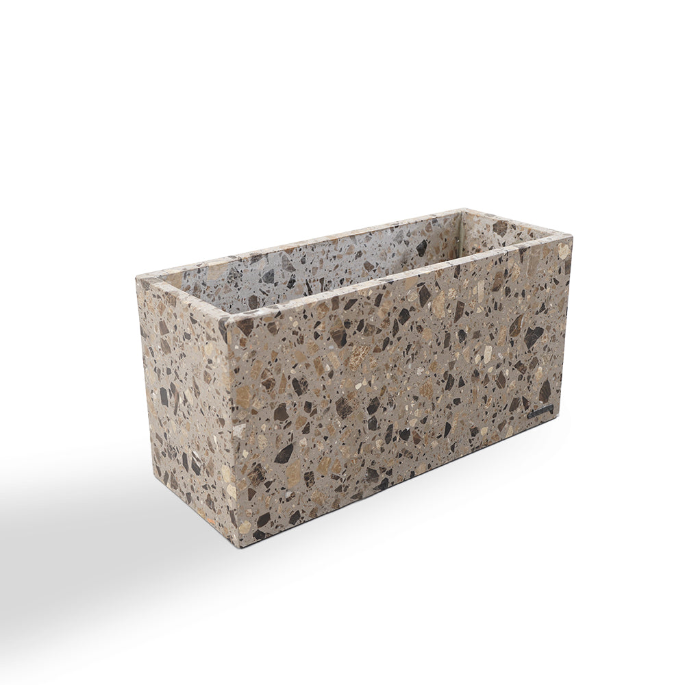 Terrazzo Brown Planter Box 306-N0272 -  Planter Boxes - ebarza Furniture UAE | Shop Modern Furniture in Abu Dhabi & Dubai - مفروشات ايبازرا في الامارات | تسوق اثاث عصري وديكورات مميزة في دبي وابوظبي